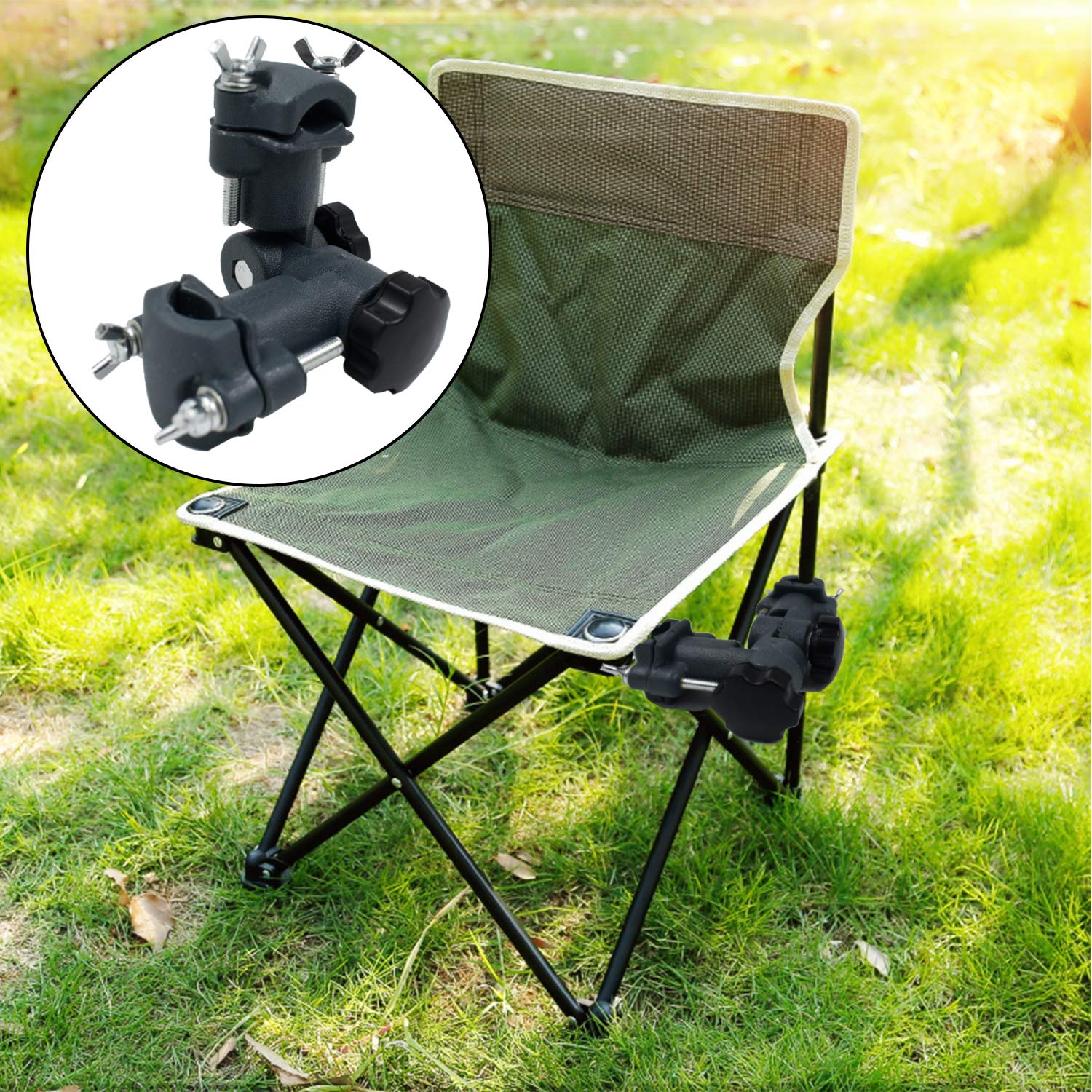360° Adjustable Fishing Rod Holder Stand with Lure Dish & Flashlight Mount - Heavy Duty Chair Bracket for Fishing Fort, Tank, Pole Platform & Tackle Box - Perfect for Shore, Boat & Ice Fishing Adventures