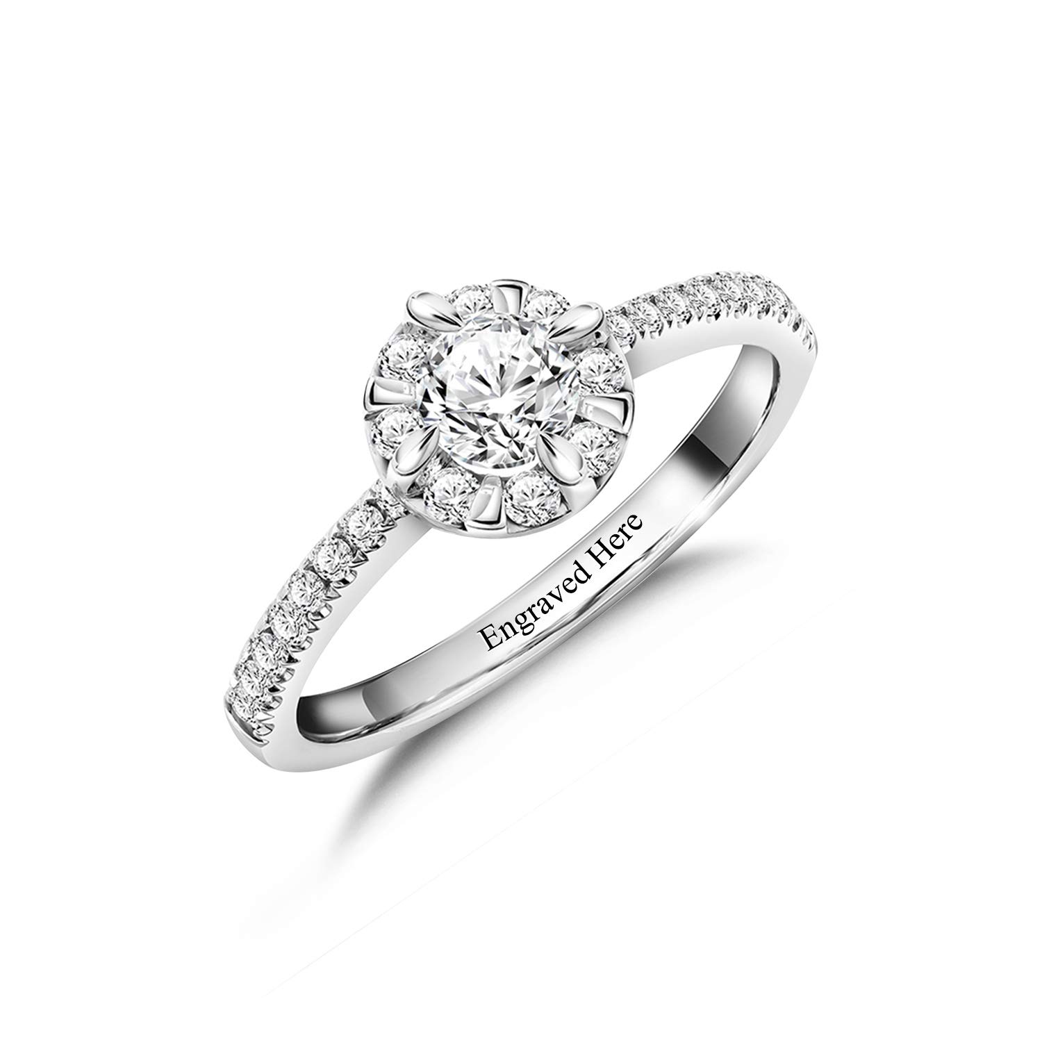 925 Sterling Silver 1 Carat Moissanite Flower Engagement Ring - Custom Wedding Band for Women | Proposal, Anniversary, Christmas & Birthday Gift | Elegant Jewelry for Special Occasions