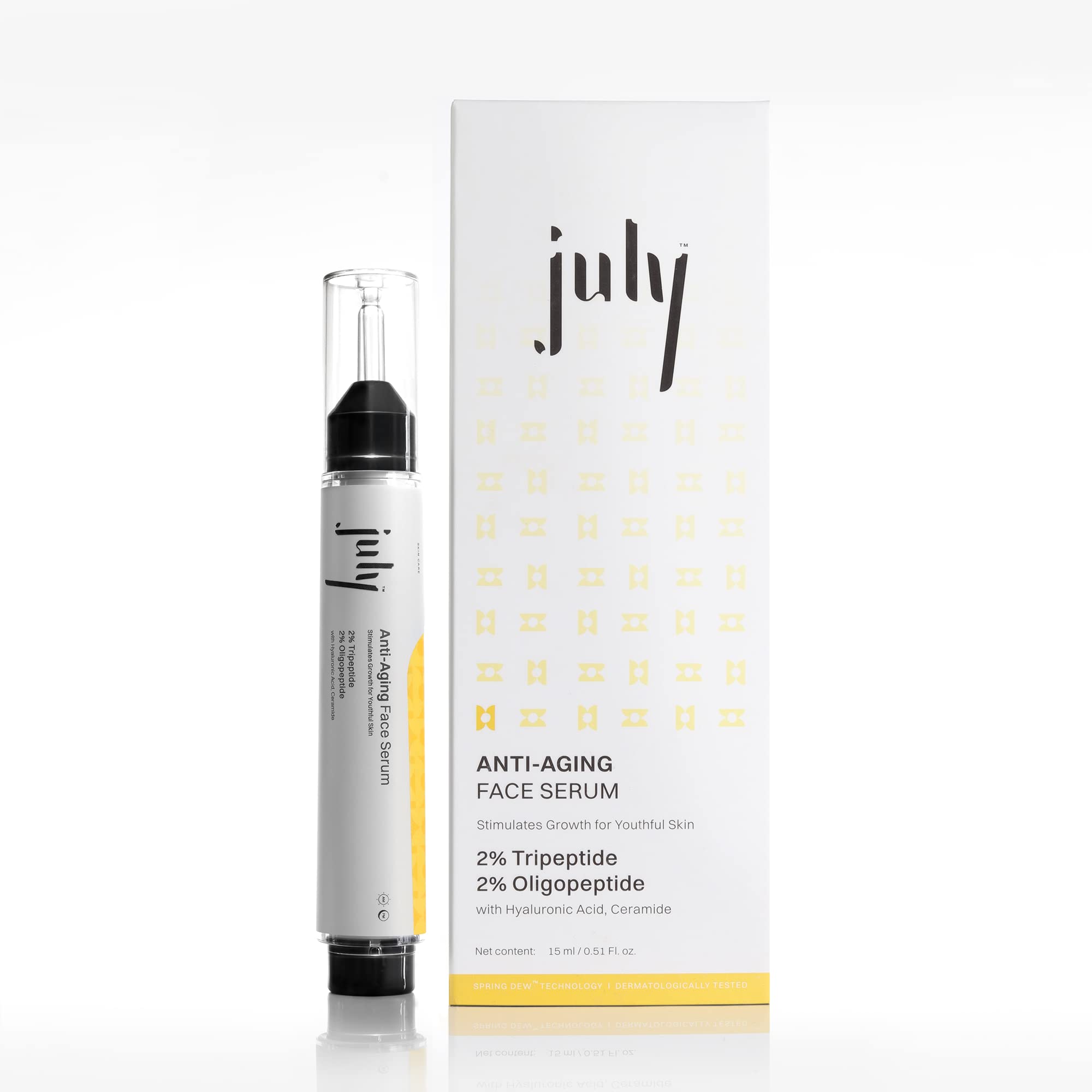 July Anti-Aging Face Serum with 2% Tripeptide & 2% Oligopeptide - Hyaluronic Acid & Ceramide Formula for Wrinkle Reduction, Youthful Skin Hydration & Repair | SpringDew™ Technology | 15ml | Perfect for Night Routine & Daily Skincare Regimen