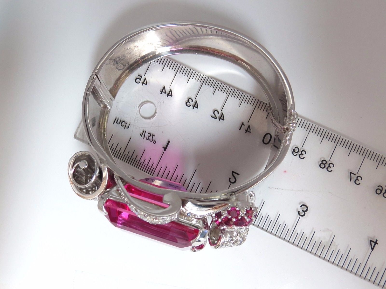 Elegant Pink Sapphire Diamond Ruby Bangle Bracelet - Parisian Deco Style for Women | Perfect for Weddings, Parties & Special Occasions