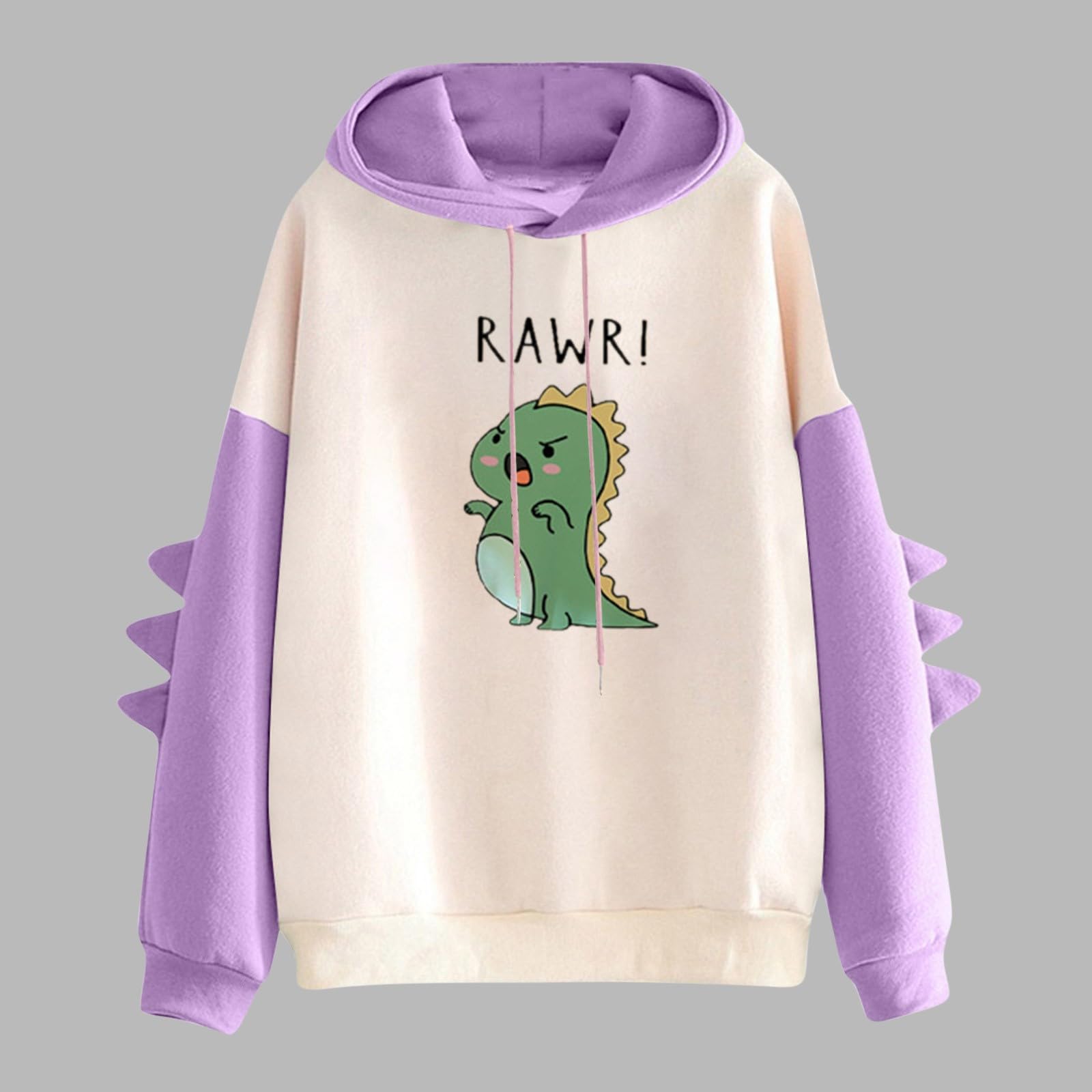 Women's Cute Dinosaur Hoodie - Cartoon Graphic Long Sleeve Pullover Sweatshirt | Loose Fit Comfortable Top for Casual Wear, Lounge & Outdoor Activities