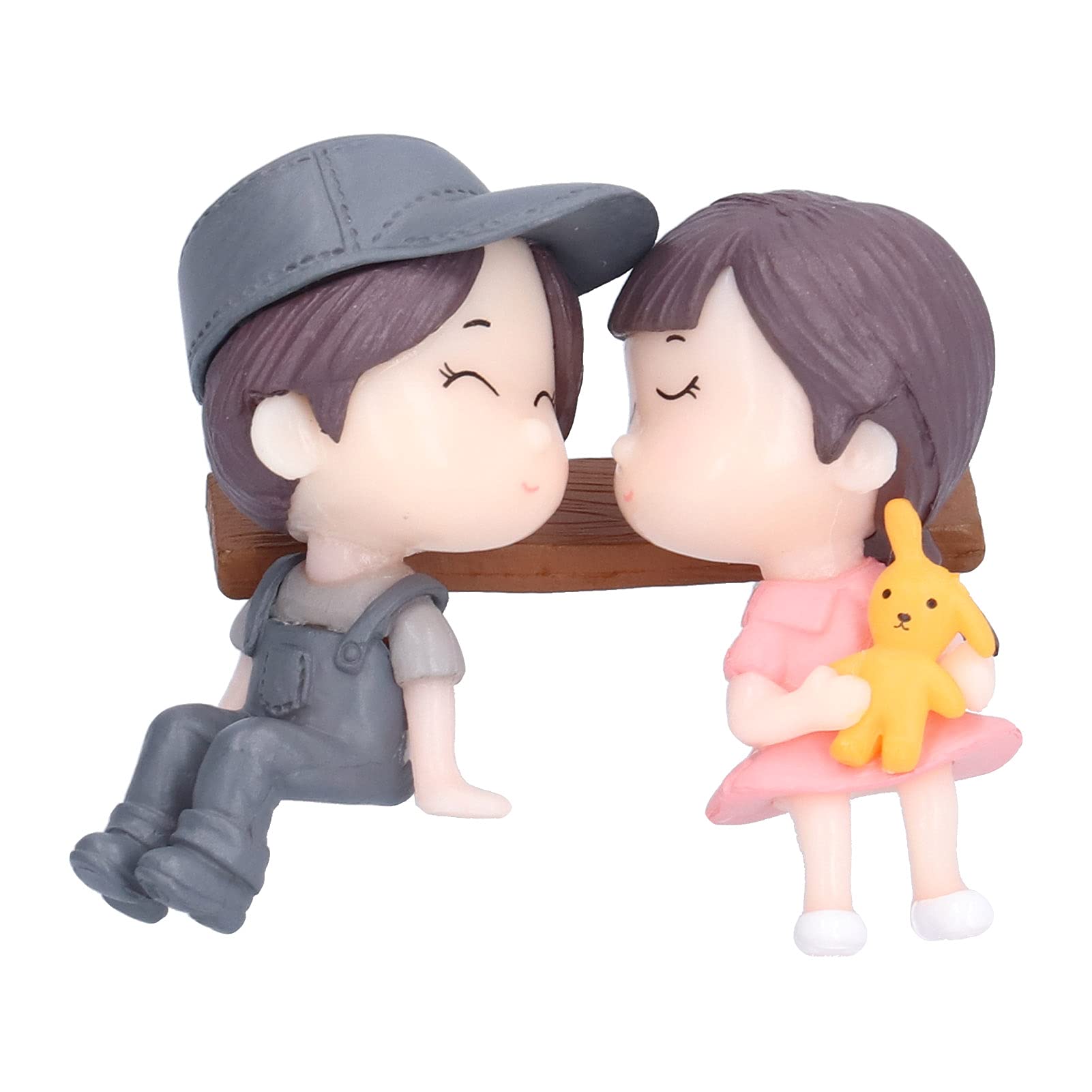 FIYO Couple Doll Ornaments - Cute Cartoon Mini Kissing Figurines for Car & Home Decor, Perfect Valentine's Day & Birthday Gifts for Couples (Men & Women) | Romantic Car Dashboard Decor & Sweet Home Accent