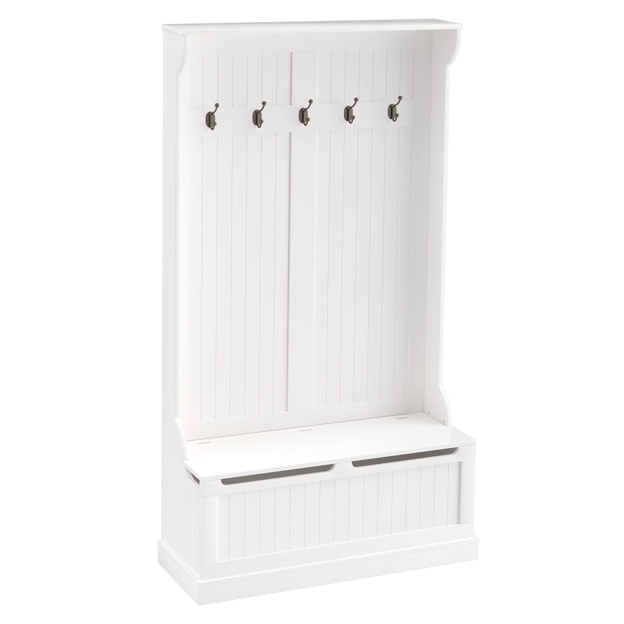 HOMCOM 3-in-1 Hall Tree with Shoe Storage & Coat Rack, Entryway Organizer with 5 Hooks & Shoe Bench, Cream White - Perfect for Small Spaces, Mudroom, Foyer & Apartment Entryway Organization
