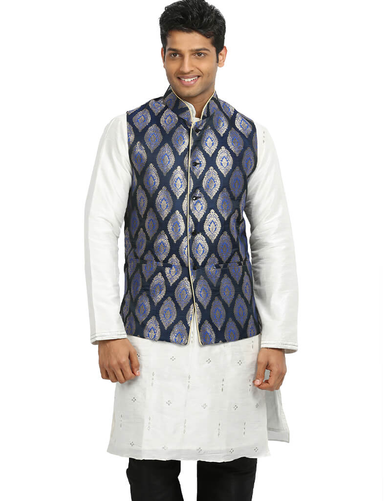 Stylish Blue Ethnic Jackets with Zari Brocade Embroidery - Perfect for Festivals, Weddings & Cultural Events