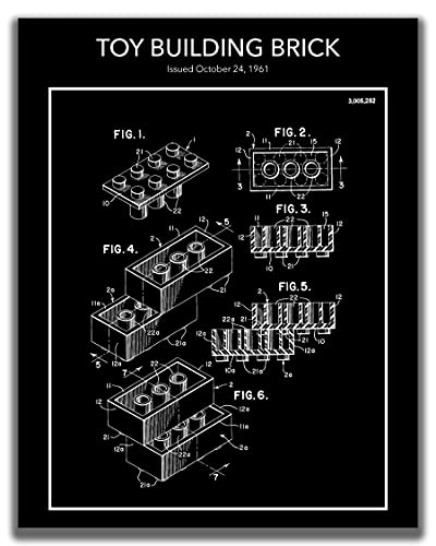 Vintage Lego Building Bricks Patent Wall Art Print - 11x14