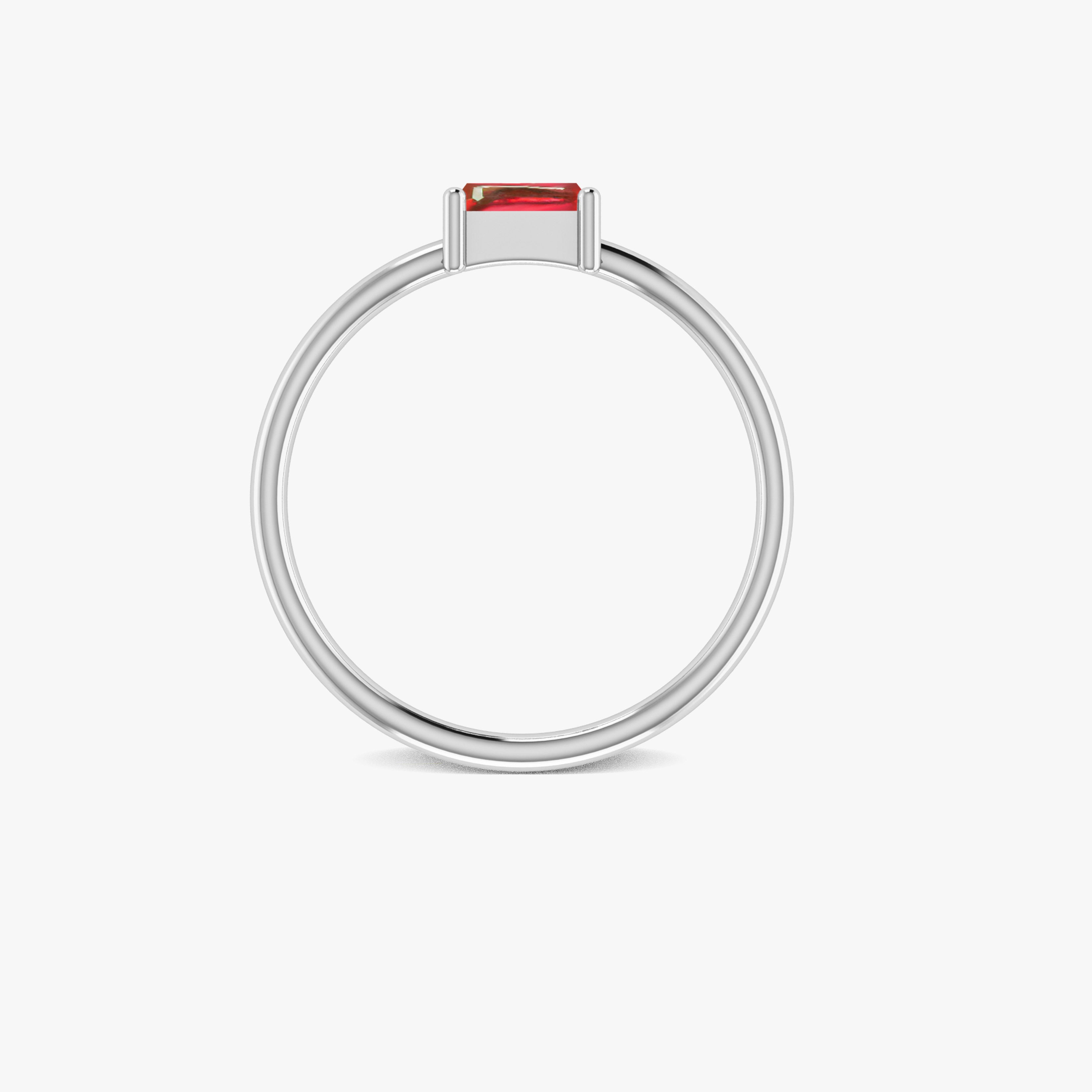Red Ruby Baguette Gemstone Minimalist Ring - Elegant Dainty Jewelry for Women, Perfect for Everyday Wear, Anniversary Gifts & Special Occasions
