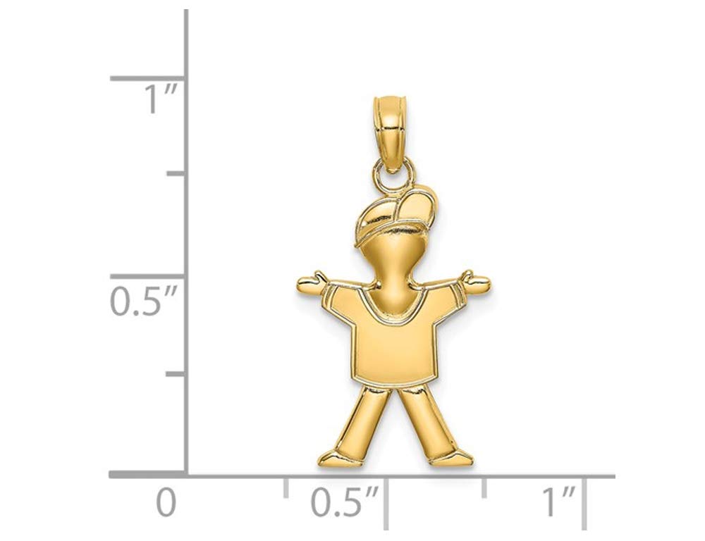 14K Yellow Gold Polished Boy Charm Pendant Necklace with 18
