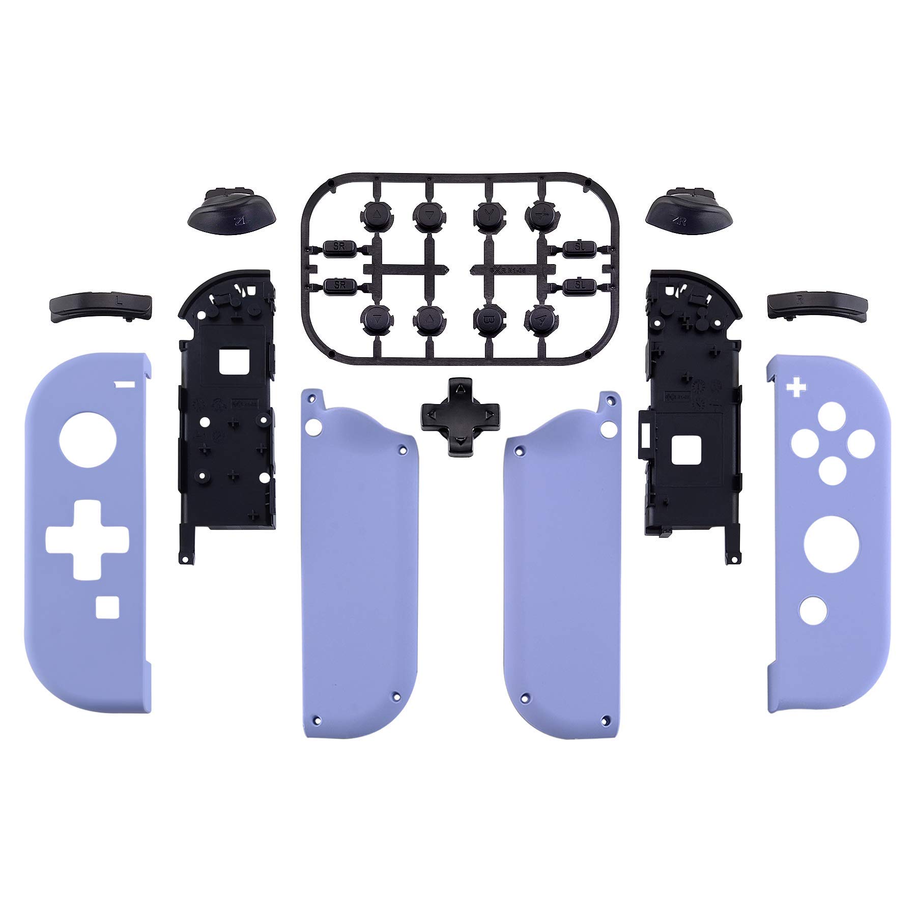 eXtremeRate Soft Touch Grip Back Plate & Joycon Shell for Nintendo Switch - D-Pad Version with Full Button Set (Light Violet) | DIY Replacement Housing for Enhanced Gaming Comfort | Perfect for Handheld Mode & Long Gaming Sessions