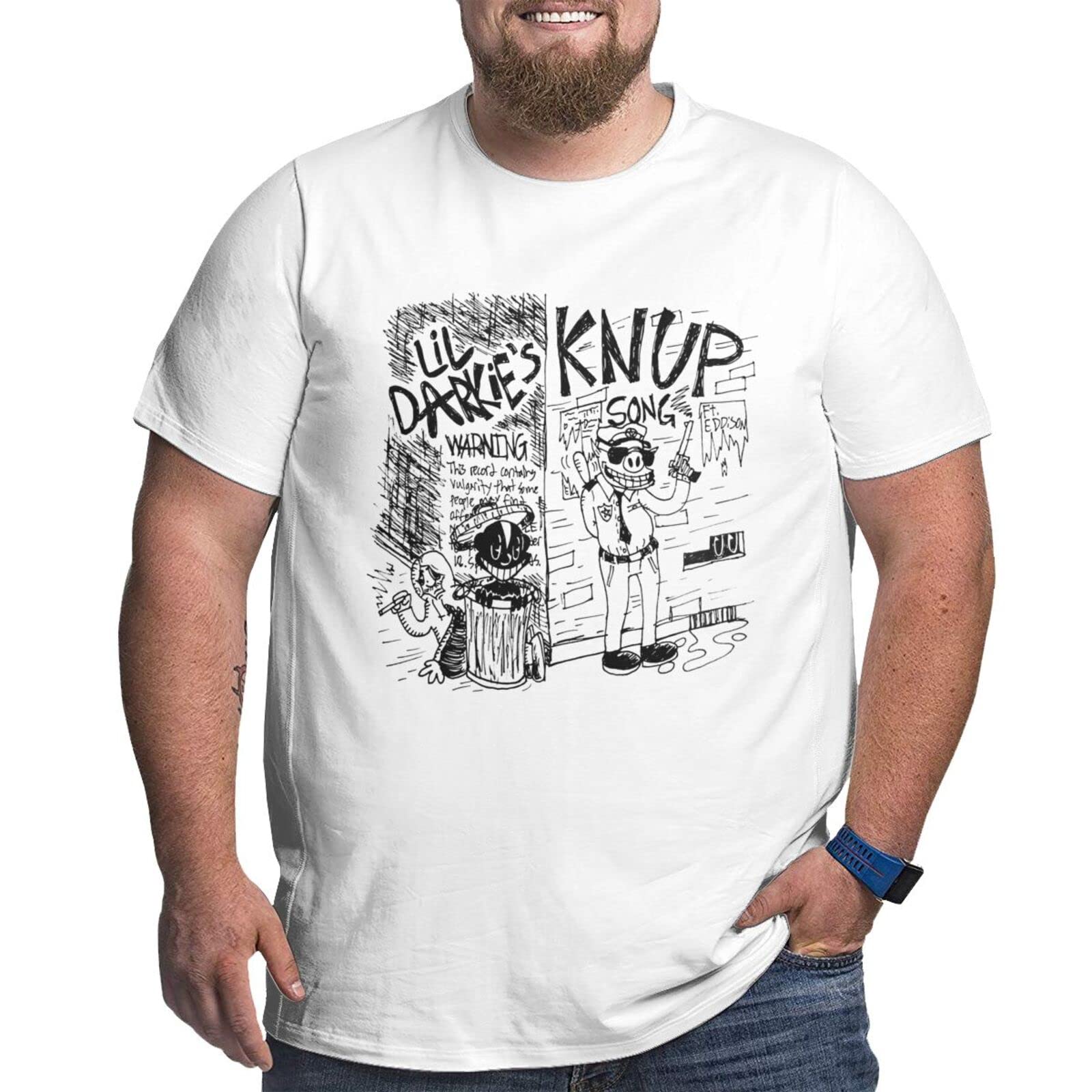 Lil Darkie Oversized T-Shirt for Men - Big and Tall Cotton Tee, Short Sleeve White Graphic T-Shirt - Perfect for Streetwear, Concerts, and Casual Outfits