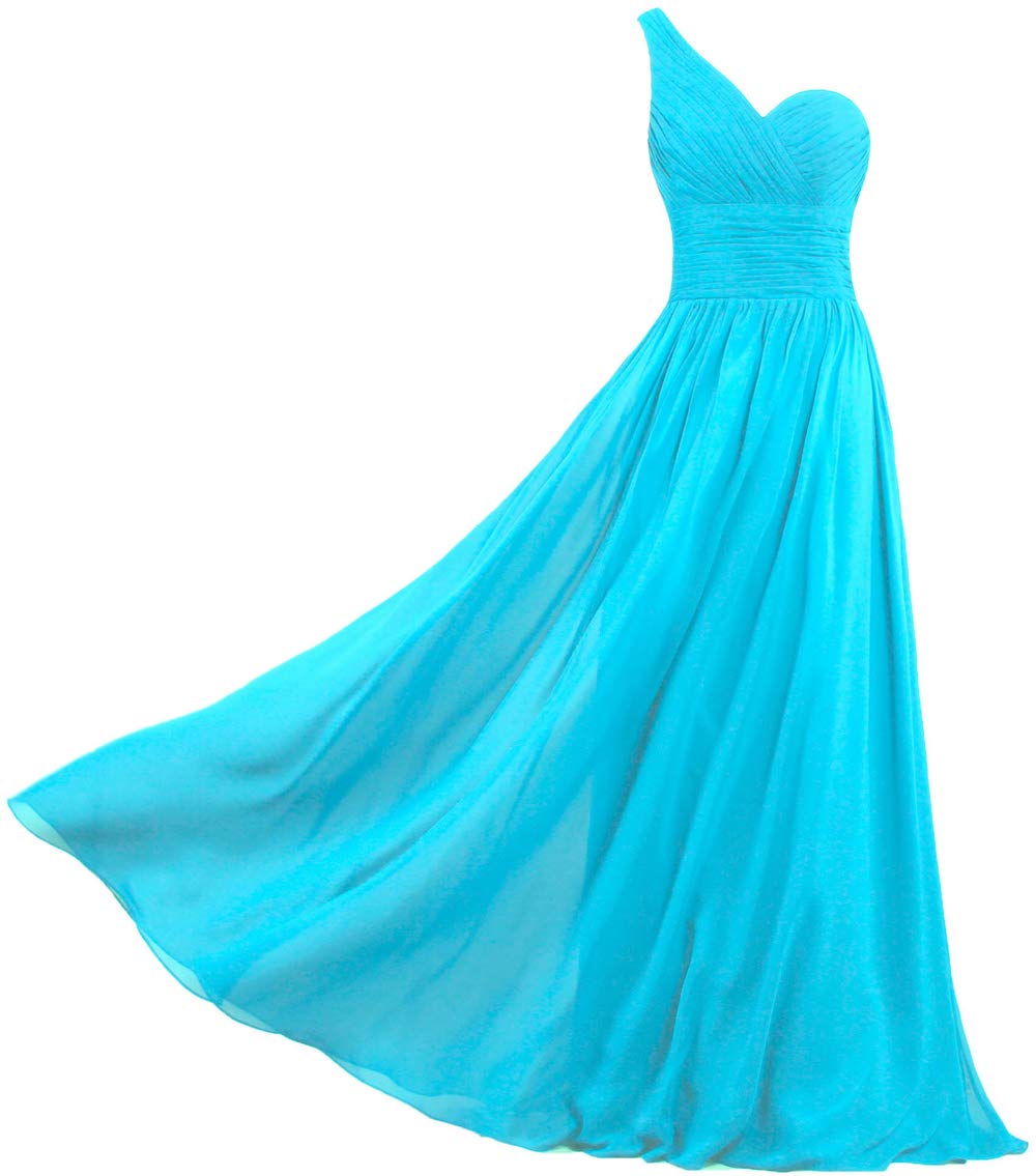 Elegant One Shoulder Chiffon Prom Dress for Women - Long Formal Bridesmaid Gown for Wedding, Evening Party & Special Occasions