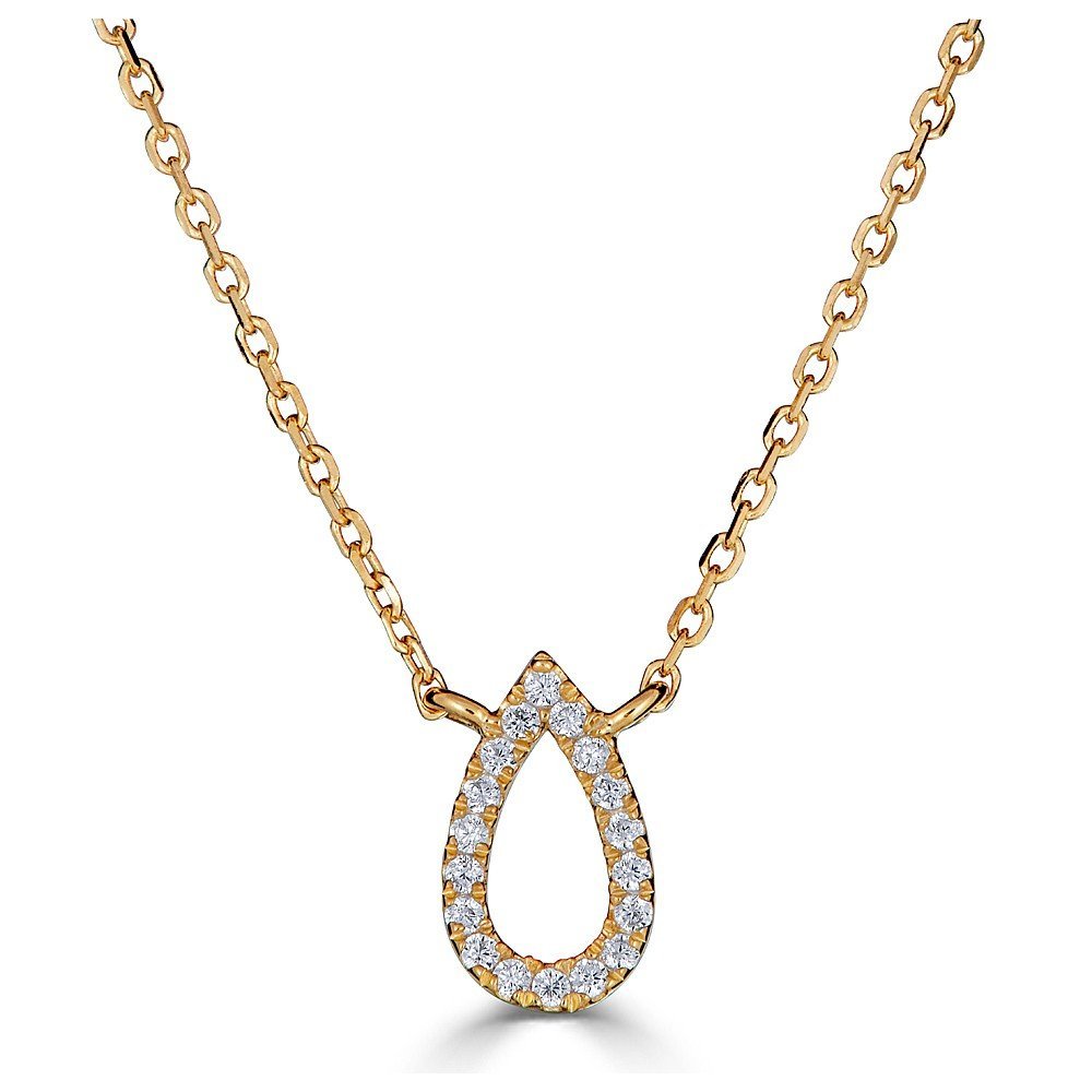 14KT Gold 1/20 CTW Diamond Pear Outline Pendant Necklace for Women - Elegant Jewelry Gift for Anniversary, Valentine's Day & Special Occasions