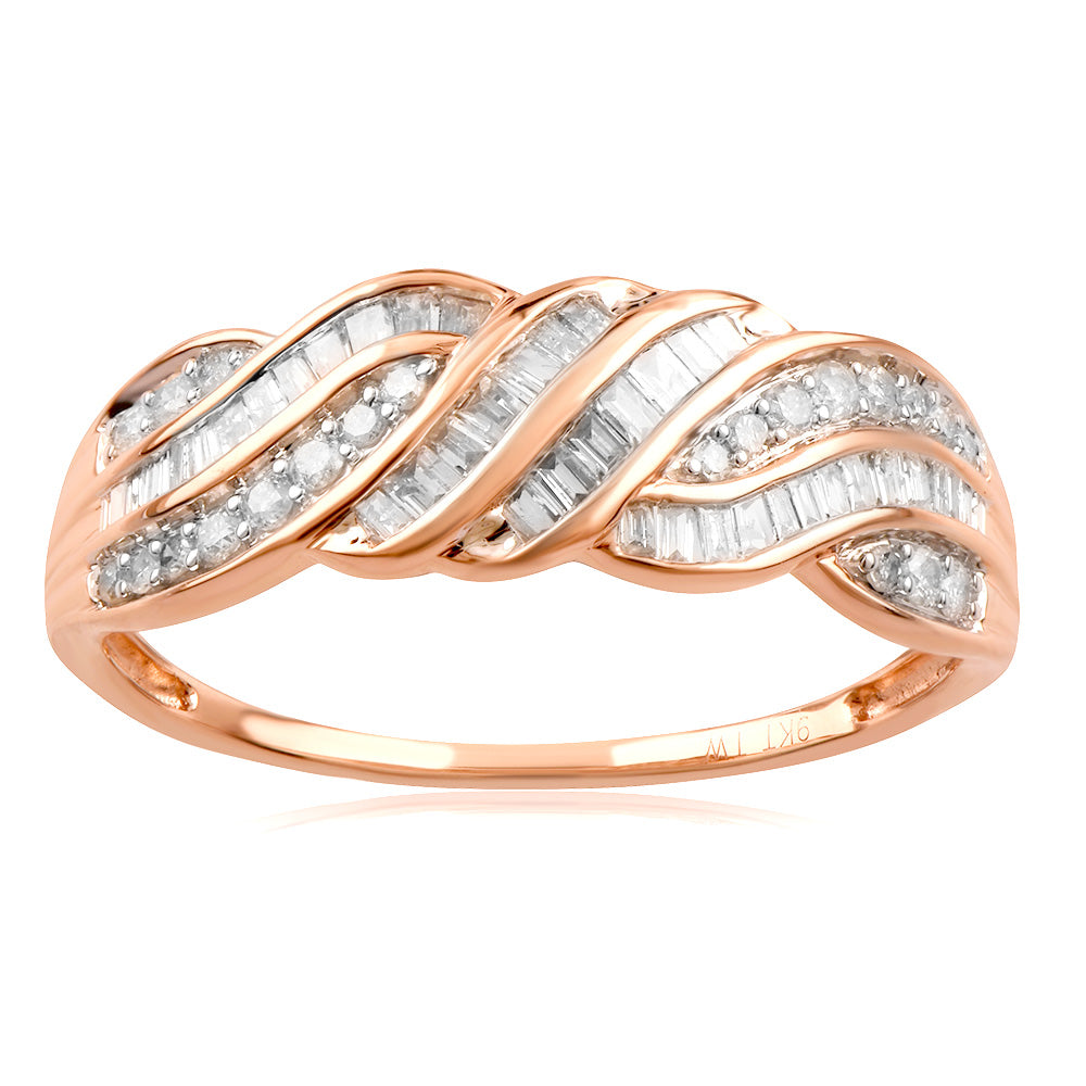 9ct Rose Gold 1/2 Carat Diamond Ring for Women - Elegant Engagement & Wedding Band - Perfect for Proposals, Anniversaries & Special Occasions