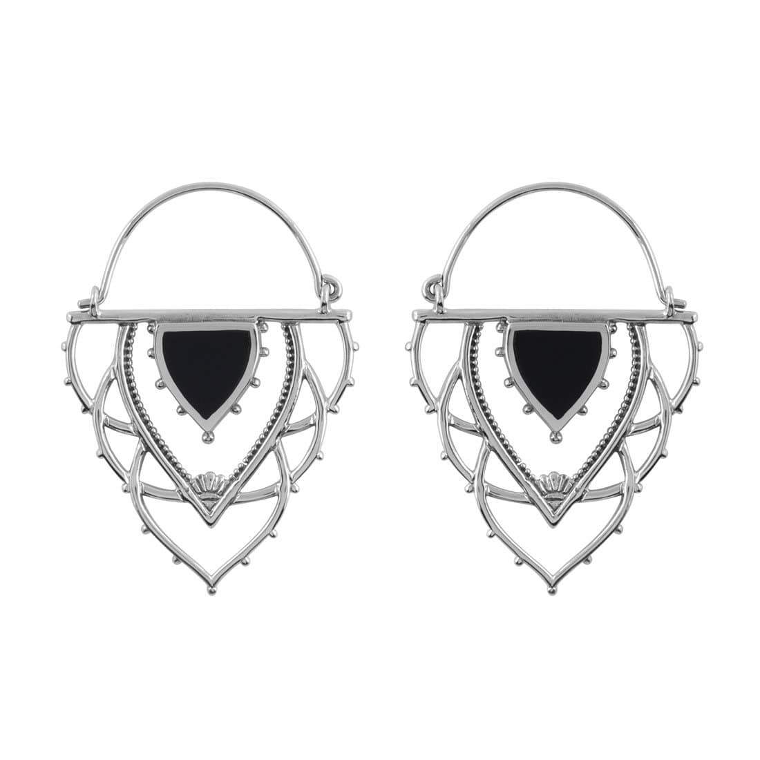 Ancient Archways Onyx Hoop Earrings for Women - Elegant Black Stone Dangle Earrings for Party, Wedding & Evening Wear