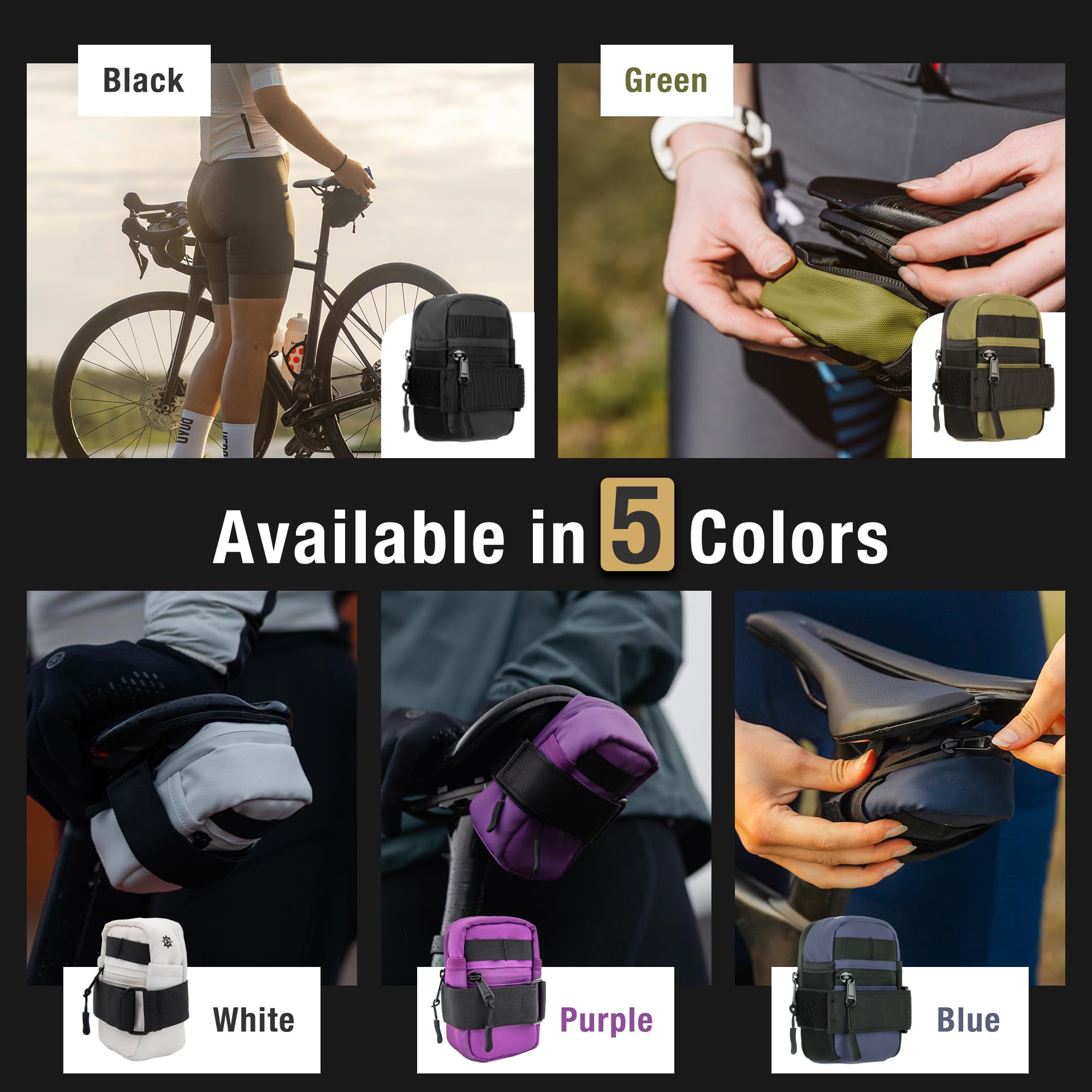 Lumiere & Co. Waterproof Bike Saddle Bag - Lightweight Bicycle Seat Bag for Road & Mountain Bikes - Compact Under Seat Storage for Tools, Phone & Essentials - Perfect for Commuting, Cycling & Outdoor Adventures