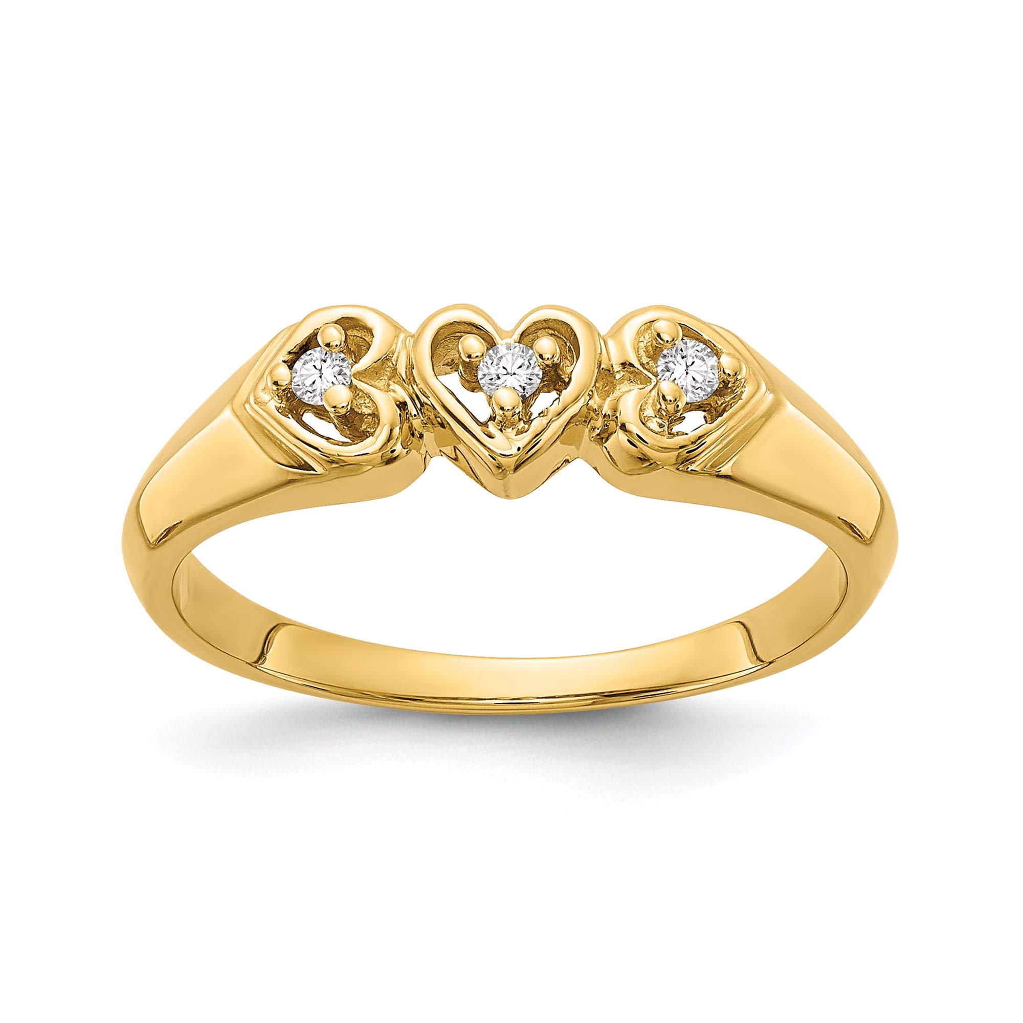 14K AA Diamond Heart Ring - Size 6 in 14K Yellow Gold - Perfect for Valentine's Day, Anniversary & Romantic Gifts