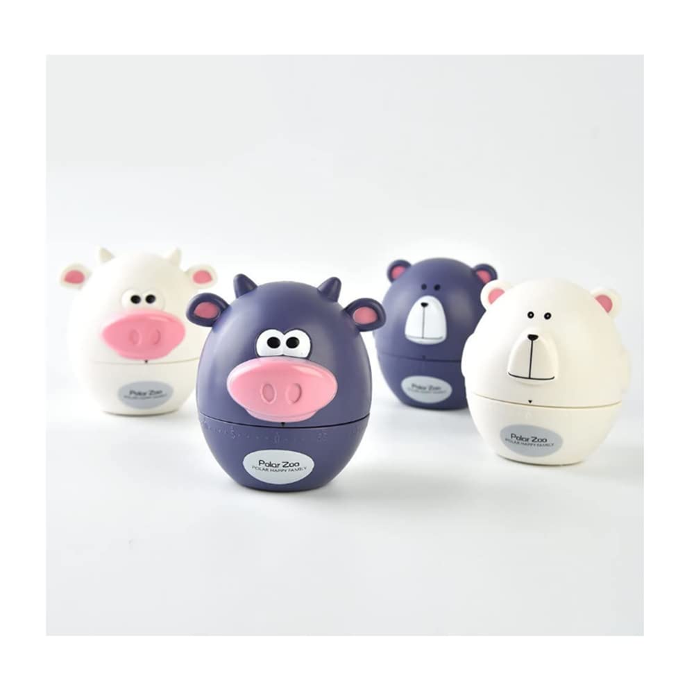 Happy Family Bear Mechanical Rotating Kitchen Timer - 60 Minute Countdown Clock for Baking, Cooking, and Study Time - White Retro Style Kitchen Gadget for Home, Office & Classroom Use