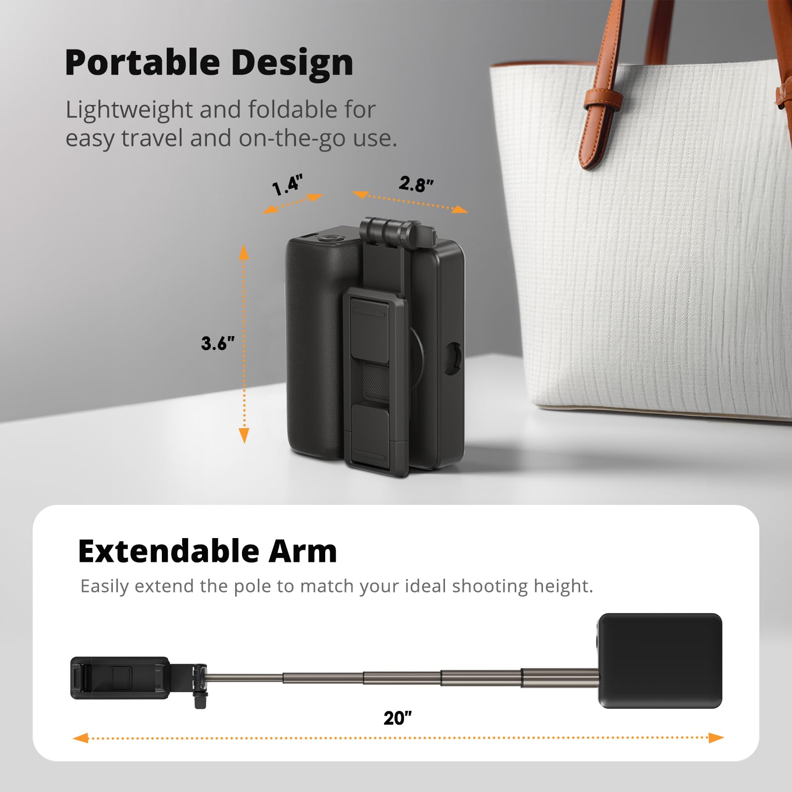 Extendable Wireless Selfie Stick - Compact & Lightweight Phone Tripod for iPhone 16/15 Series & Android - Perfect for Travel, Vlogging & Group Photos (Black)