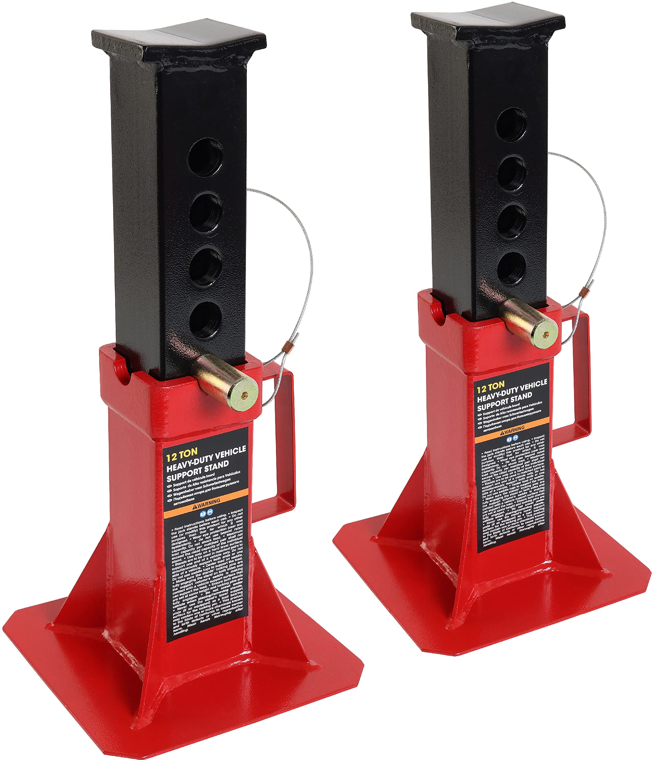 Torin BIG RED ATZ120005R 12 Ton (26,400 lb) Heavy Duty Professional Car Jack Stand with Locking Pin - 1 Pair, Red - Perfect for Auto Repair, Vehicle Maintenance & DIY Garage Projects