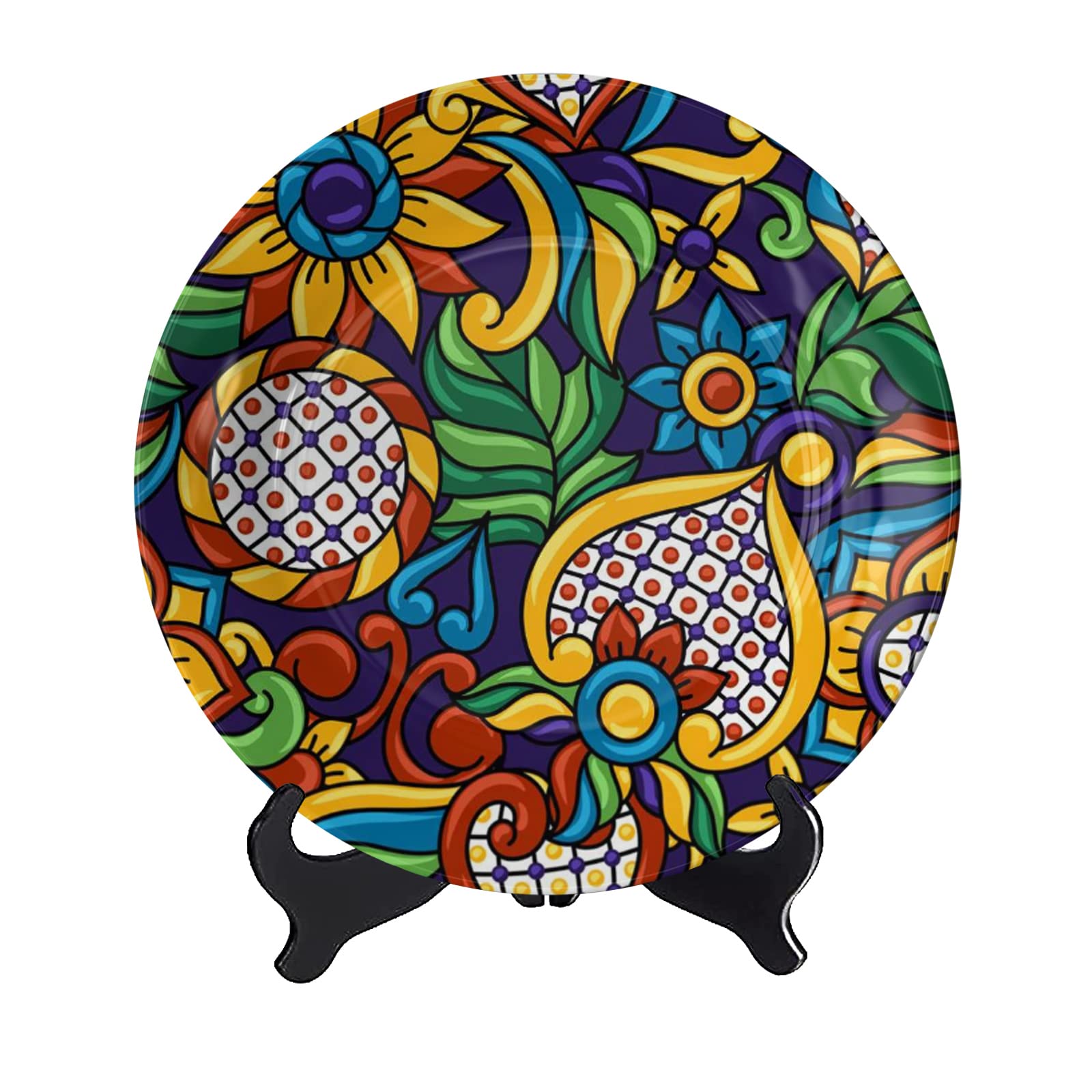 Handmade Mexican Talavera Ceramic Decorative Plates - Floral Ornamental Wall Hanging & Dessert Plates for Home Decor, Kitchen Display, and Gift Giving