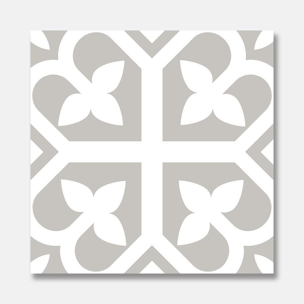 Heritage Lotus Grey Encaustic Look 200x200 Matte Tile - Perfect for Bathroom Floors, Kitchen Backsplashes, and Shower Walls