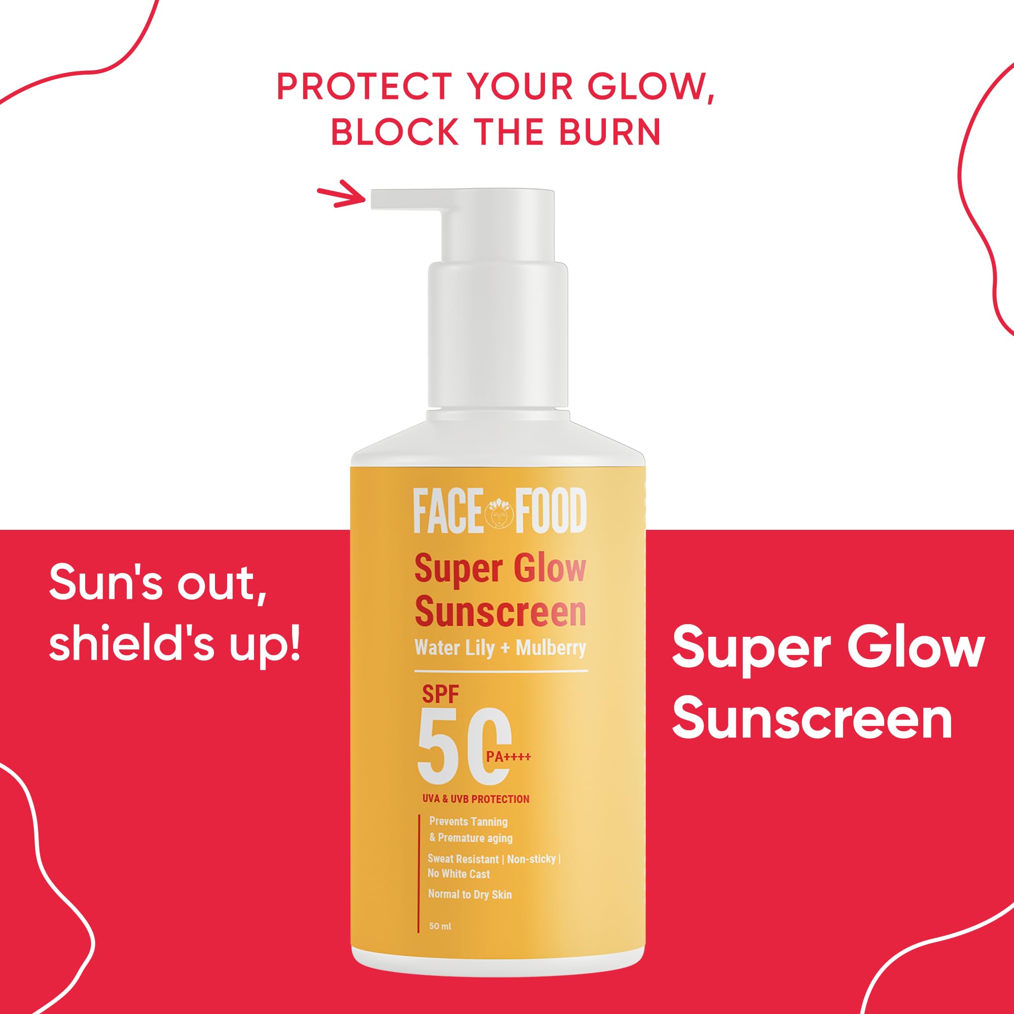 Organic Super Glow Moisturizer with SPF 50 PA++++ | Oil-Free Face Sunscreen for Oily, Normal & Combination Skin | UV & Blue Light Protection | Lightweight, No White Cast | 50g | Perfect for Daily Sun Protection & Anti-Aging Skincare Routine