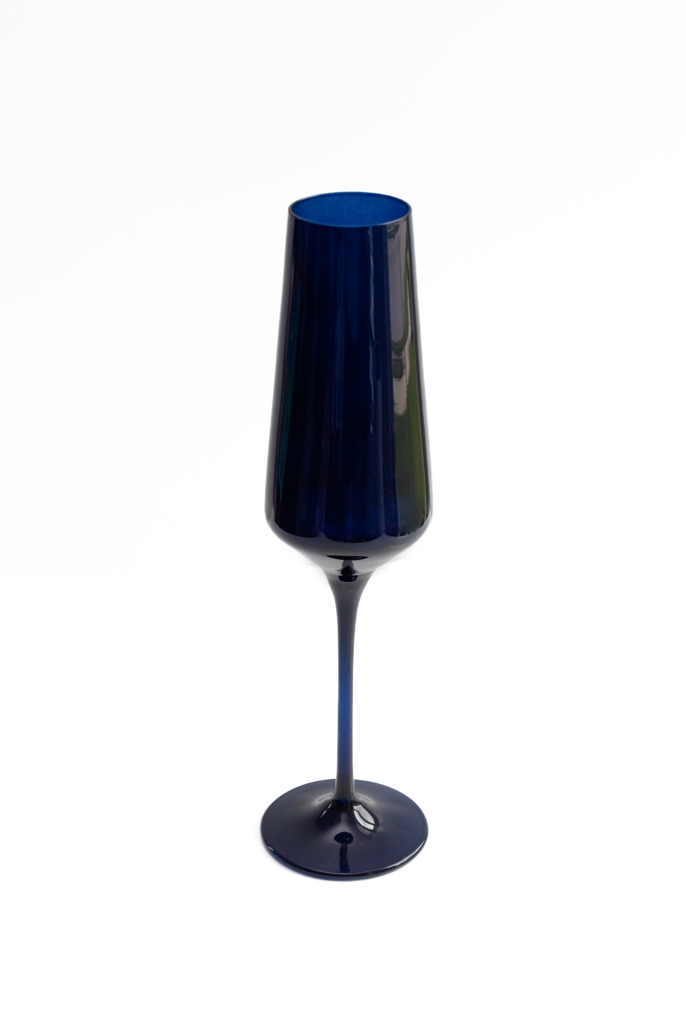 Estelle Colored Champagne Flute Set of 2 - Midnight Blue Glassware for Parties, Weddings & Celebrations | Elegant Stemware for Sparkling Wine & Cocktails