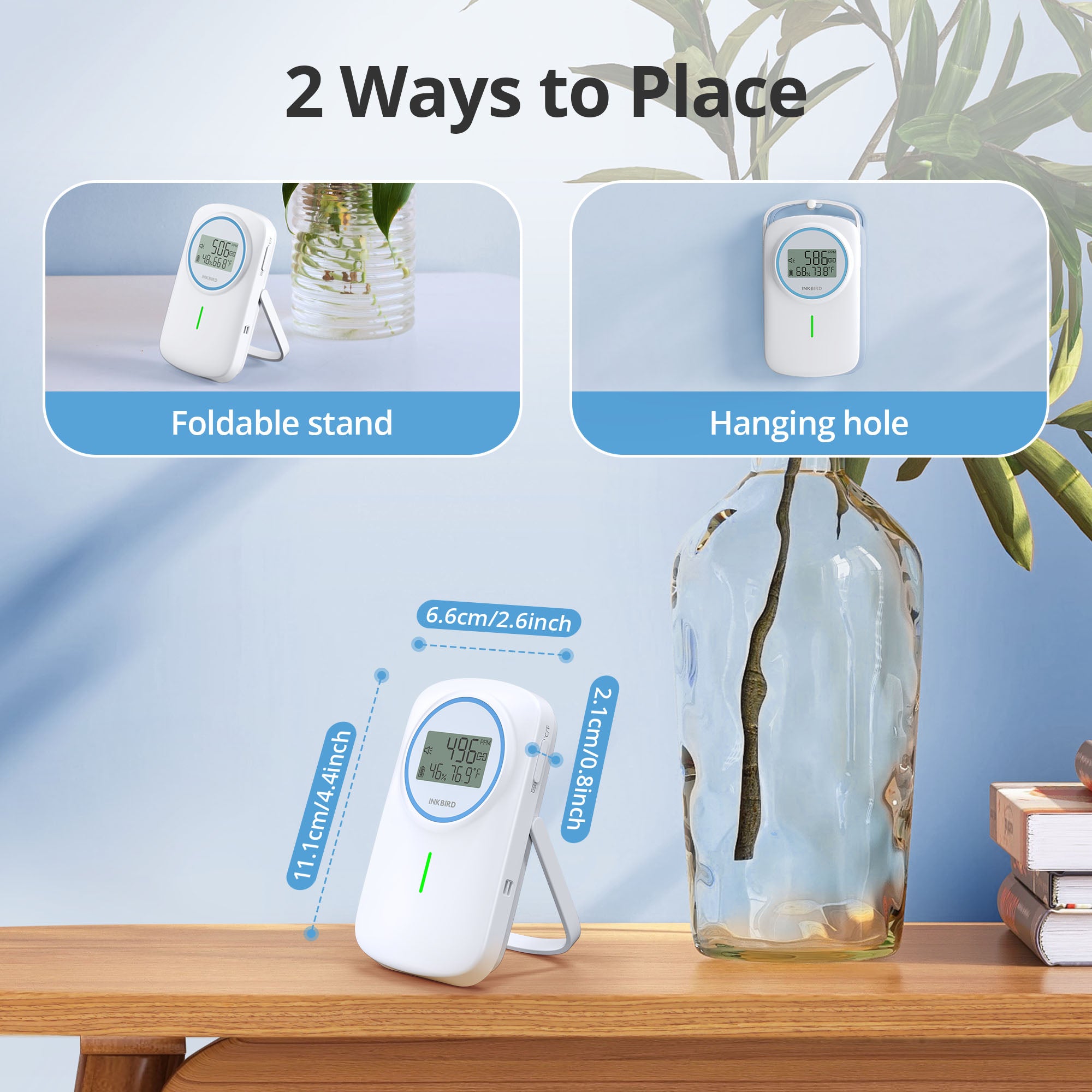Bluetooth 3-in-1 Indoor Air Quality Monitor IAM T2 - CO2, PM2.5 & Temperature Detector for Home, Office & Nursery | Real-Time Air Pollution Tracking