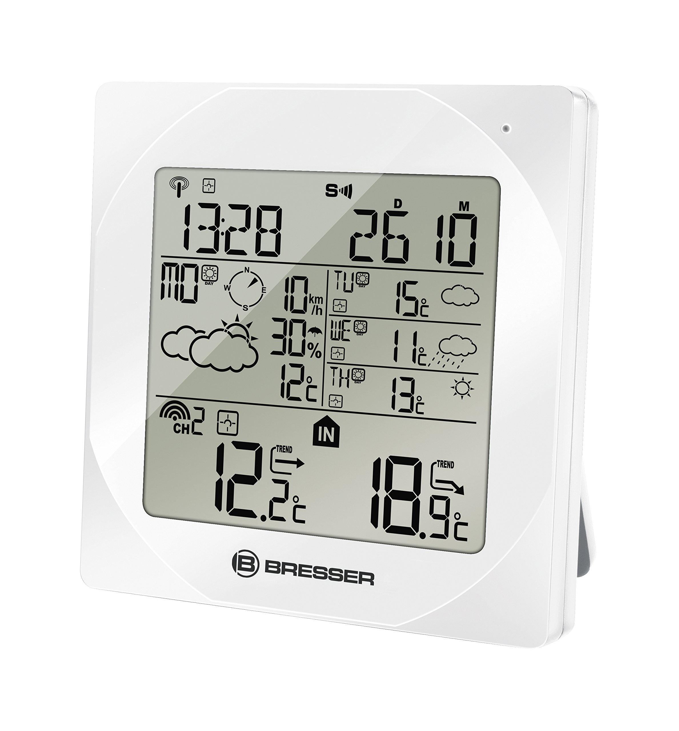 Bresser Wireless Weather Station 4Cast NGW - 4-Day Weather Forecast, Indoor Outdoor Temperature Humidity Monitor, White | Perfect for Home, Office, and Garden Use
