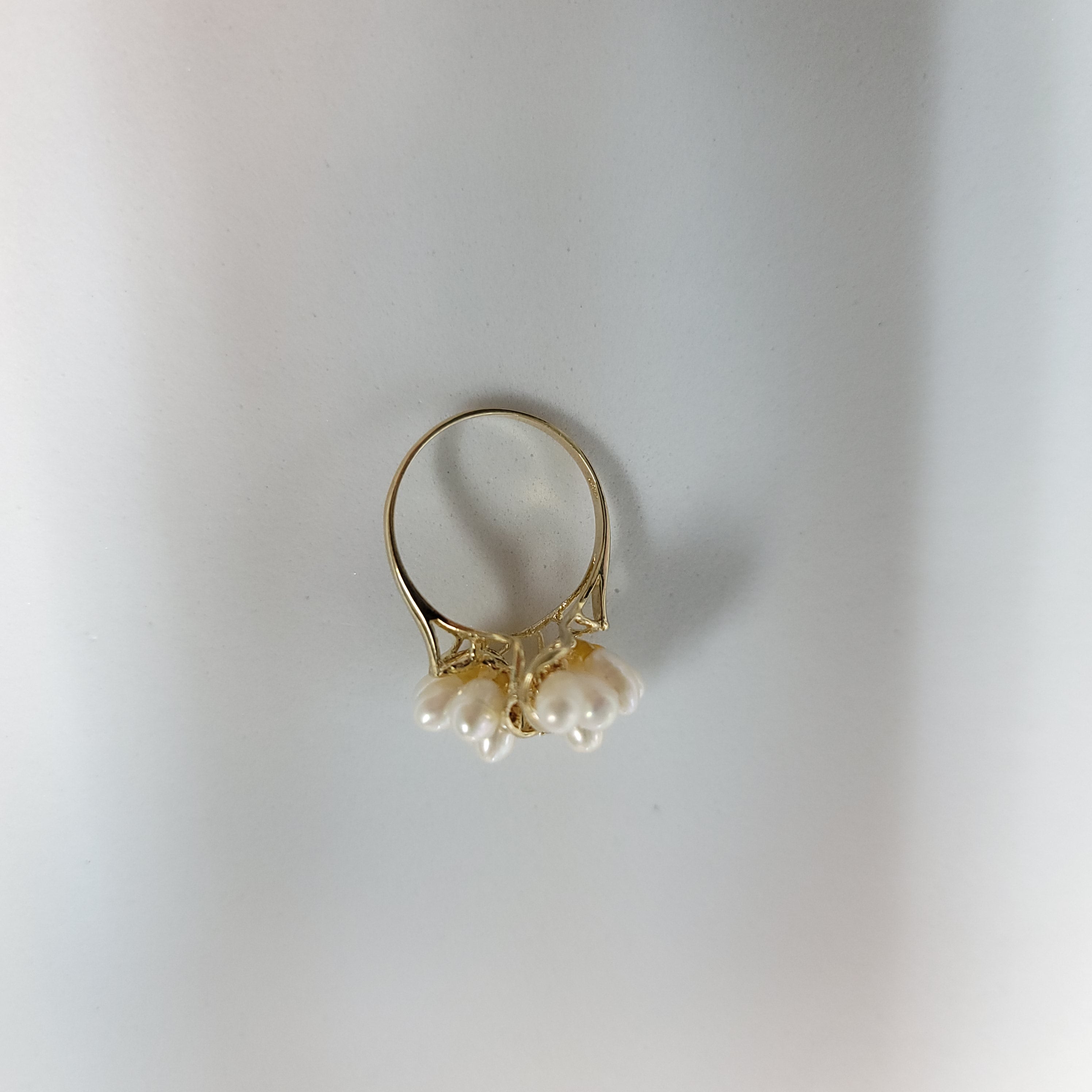14k Yellow Gold Freshwater Pearl Grape Cluster Cocktail Ring with Diamond Accents - Elegant Jewelry for Parties, Weddings & Special Occasions