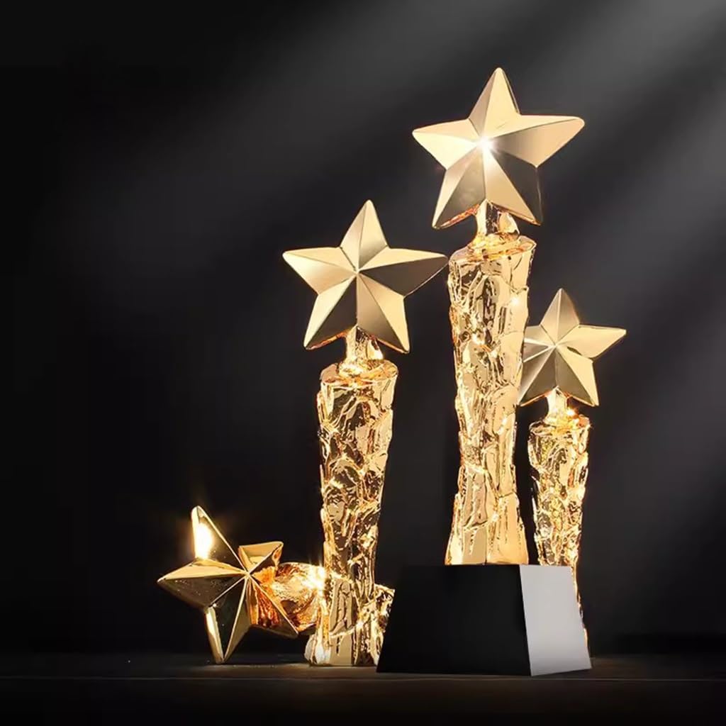 BOFANGSM 5-Point Gold Plated Basketball Trophy Award for Best Actor, Director, Host - Perfect for Sports Leagues, Competitions & Ceremonies (Soccer, Basketball Events)