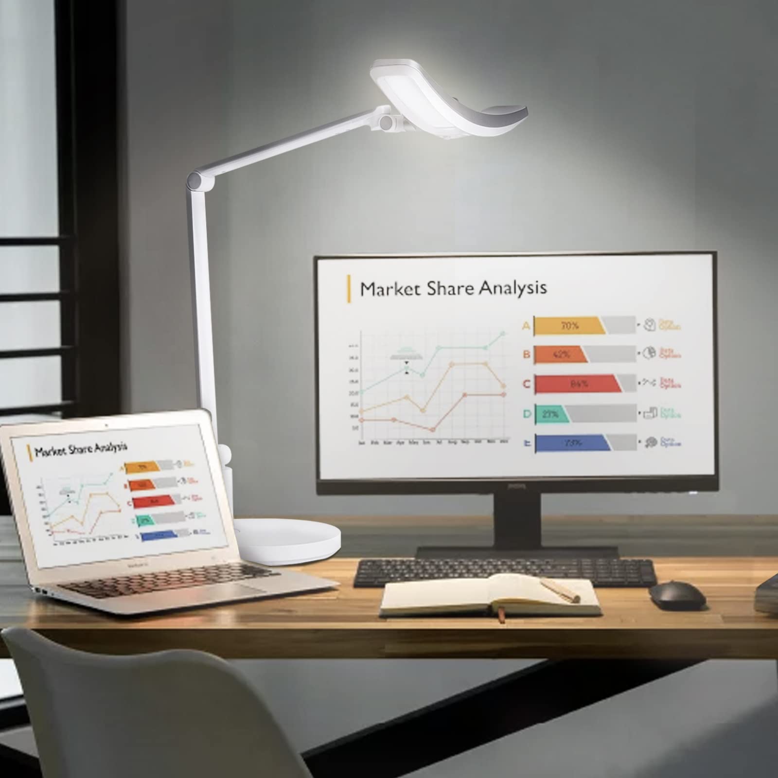 Eye-Care eReading Desk Lamp with Auto-Dimming, CRI 97 & Adjustable Color Temperature - 51