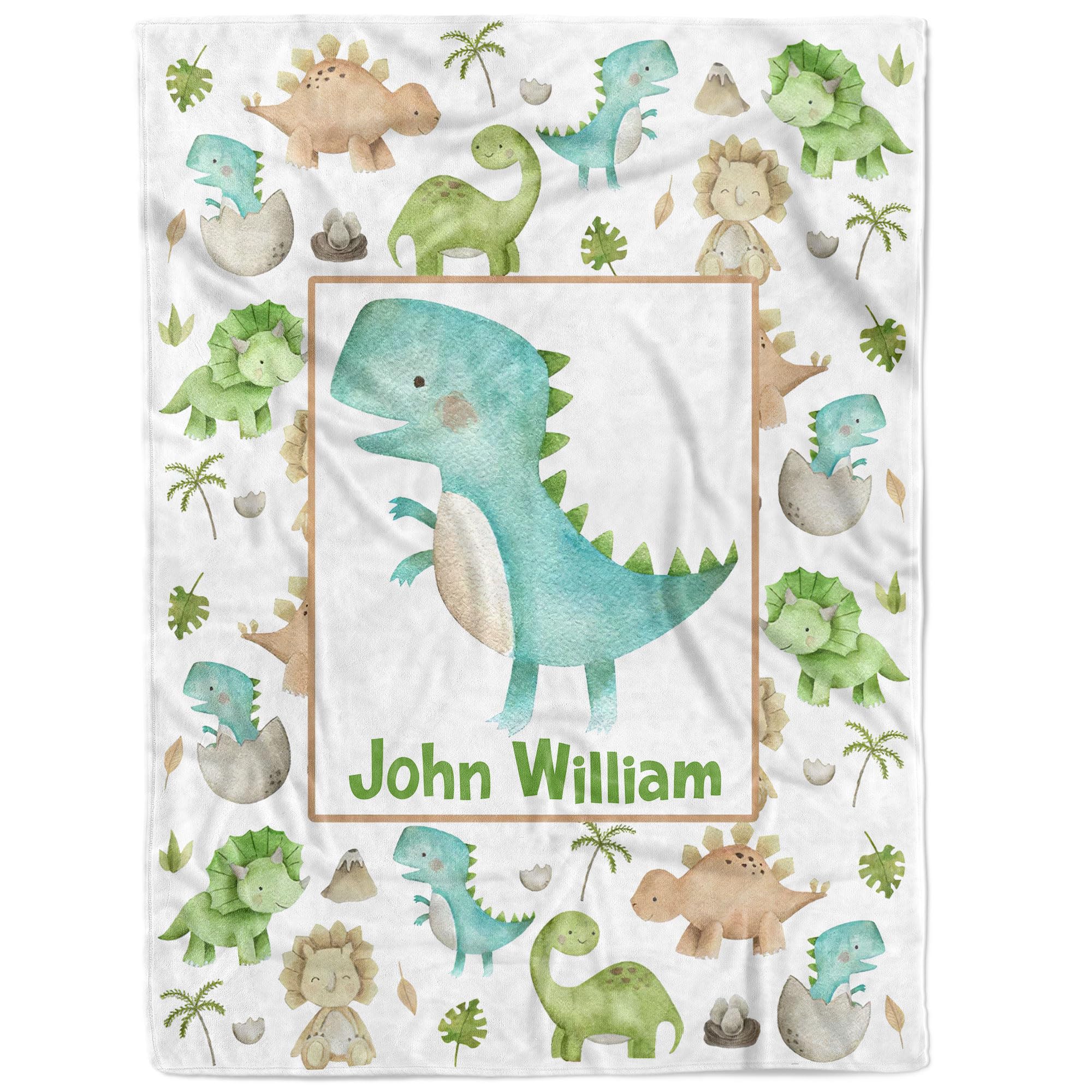 MDPrints Personalized Dinosaur Baby Blankets for Boys - Custom Name Embroidered Fleece Blanket - Soft & Cozy Newborn Gift for Baby Showers, Birthdays & Nursery Decor