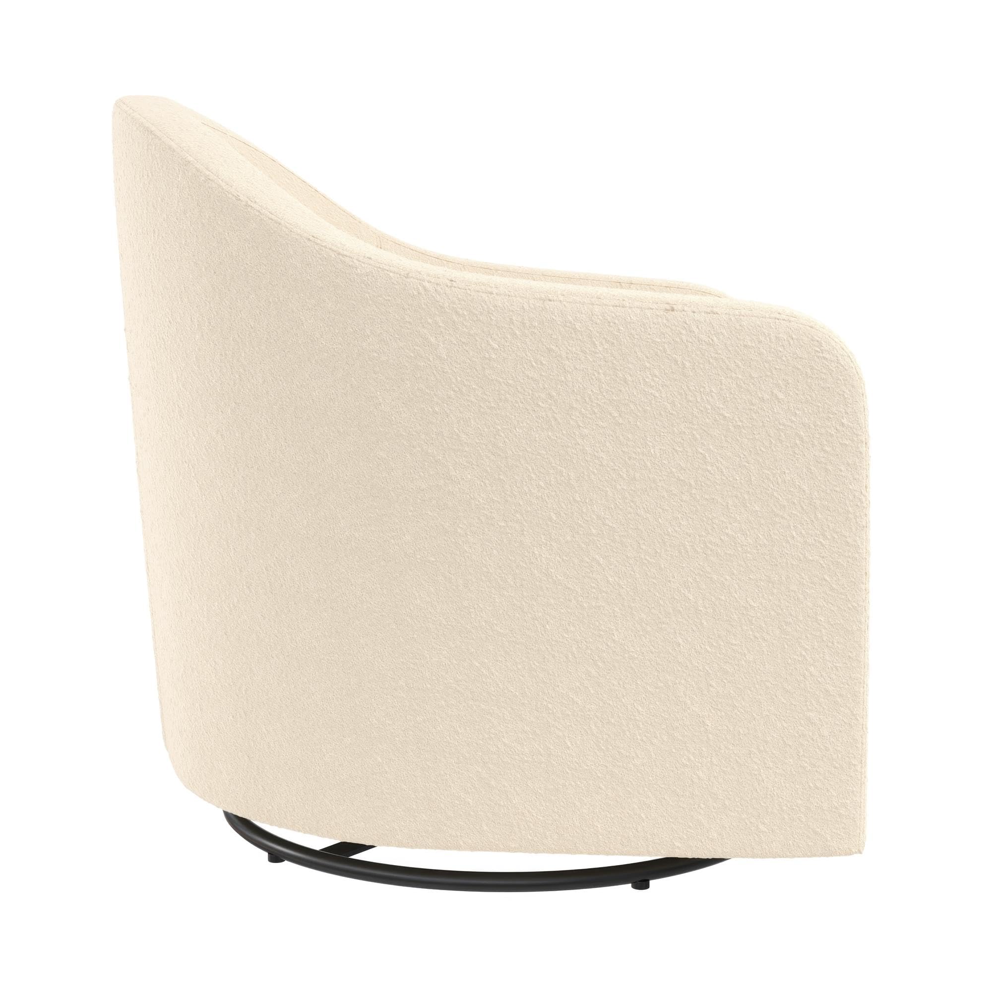 DHP Gentle Swivel Curved Accent Chair, Ivory Boucle Fabric Upholstered Modern Lounge Chair for Living Room, Bedroom, or Office - Perfect for Relaxing, Reading, and Decorating
