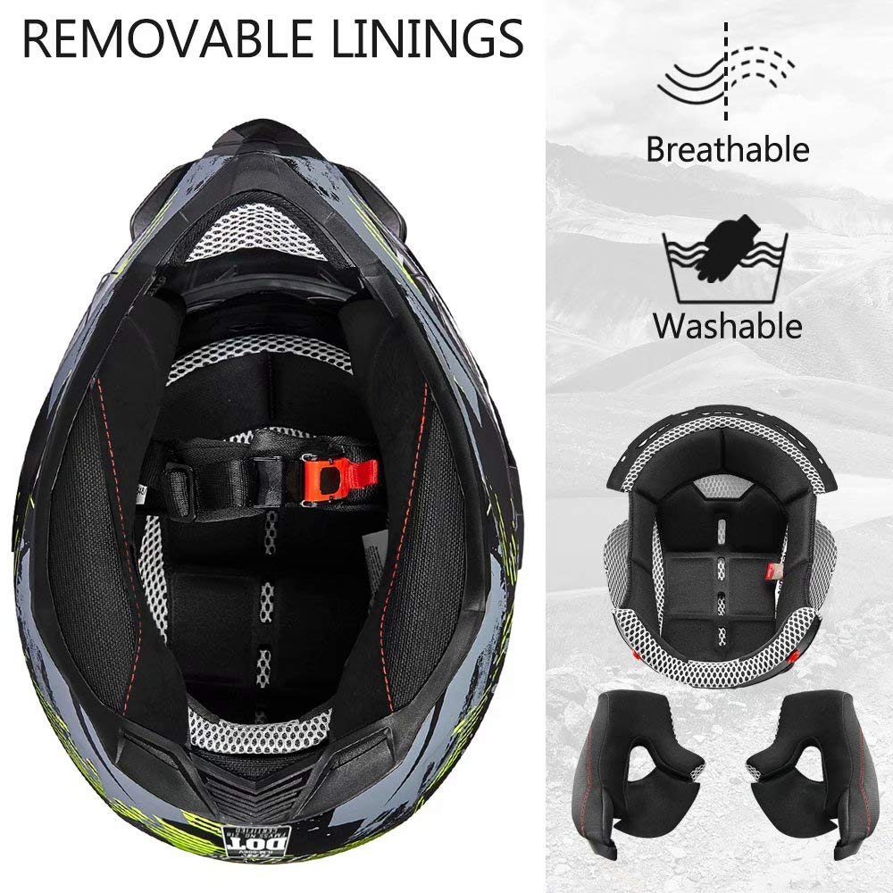 **ILM Off-Road Motorcycle Helmet - DOT Certified Full Face Dual Sport Helmet with Sun Visor for Dirt Bike, ATV & Motocross - Model 606V - Ideal for Trail Riding, Adventure Racing & Off-Road Excursions**