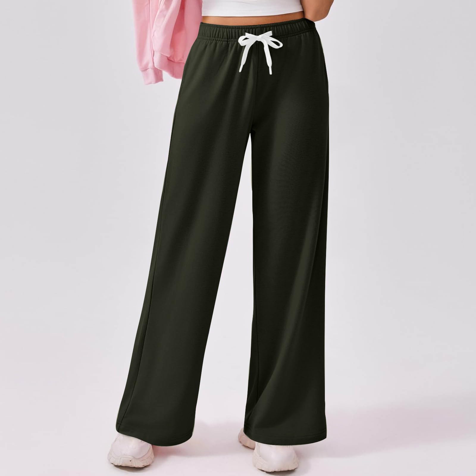 Women's Wide Leg Sweatpants - High Waisted Baggy Lounge Pants with Drawstring & Pockets | Lightweight Comfort for Yoga, Running Errands & Relaxing at Home