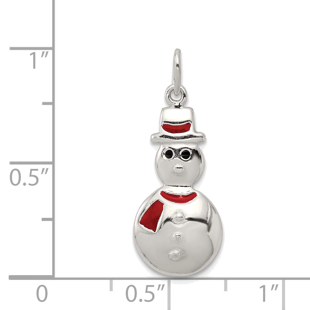 Sterling Silver Snowman Pendant - Enamel Jewelry for Winter Gifts