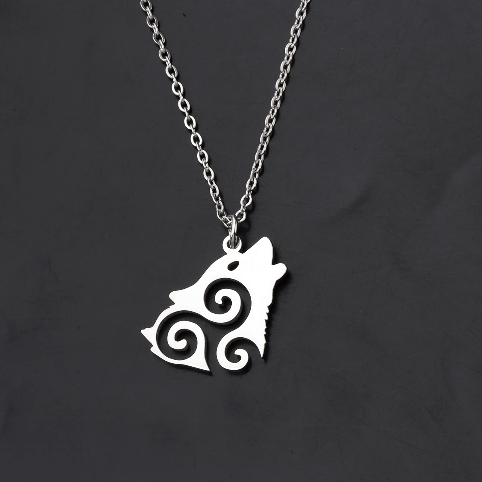 Wolf Pendant Necklace for Teens - Howling Wolf Jewelry for Outdoor Adventures