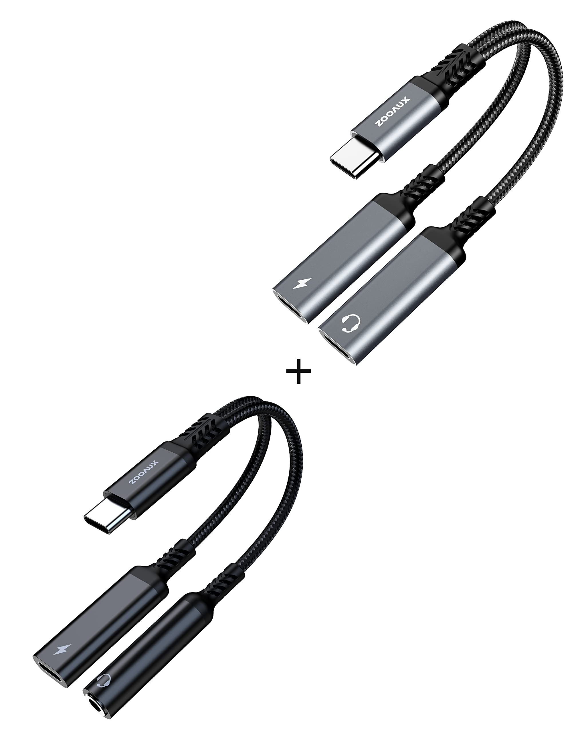 ZOOAUX Dual USB C Headphone and Charger Adapter with 3.5mm Jack - 2-in-1 Audio & Power Adapter for iPhone 15, iPad Pro, MacBook - Perfect for Travel, Work & Gaming