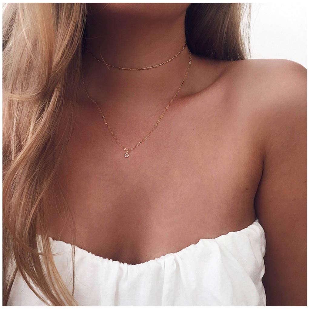 Olbye Tiny Moonstone Necklace - 14K Gold Layering Necklace & Choker, Personalized Jewelry for Women & Girls - Perfect for Everyday Wear, Gifts & Special Occasions