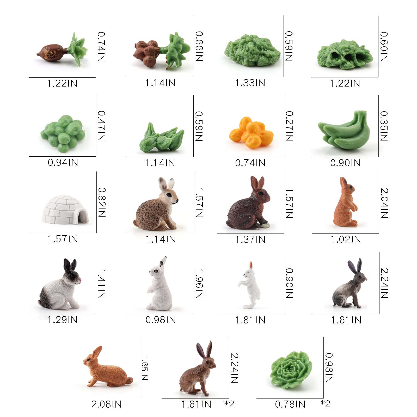 21PCS Mini Rabbit Action Figures with Holes - Cute Bunny Toys Set for Toddlers, Cake Toppers & Dollhouse Accessories - Perfect Gift for Kids Boys & Girls (Birthday Party, Easter Decor, Playtime Fun)