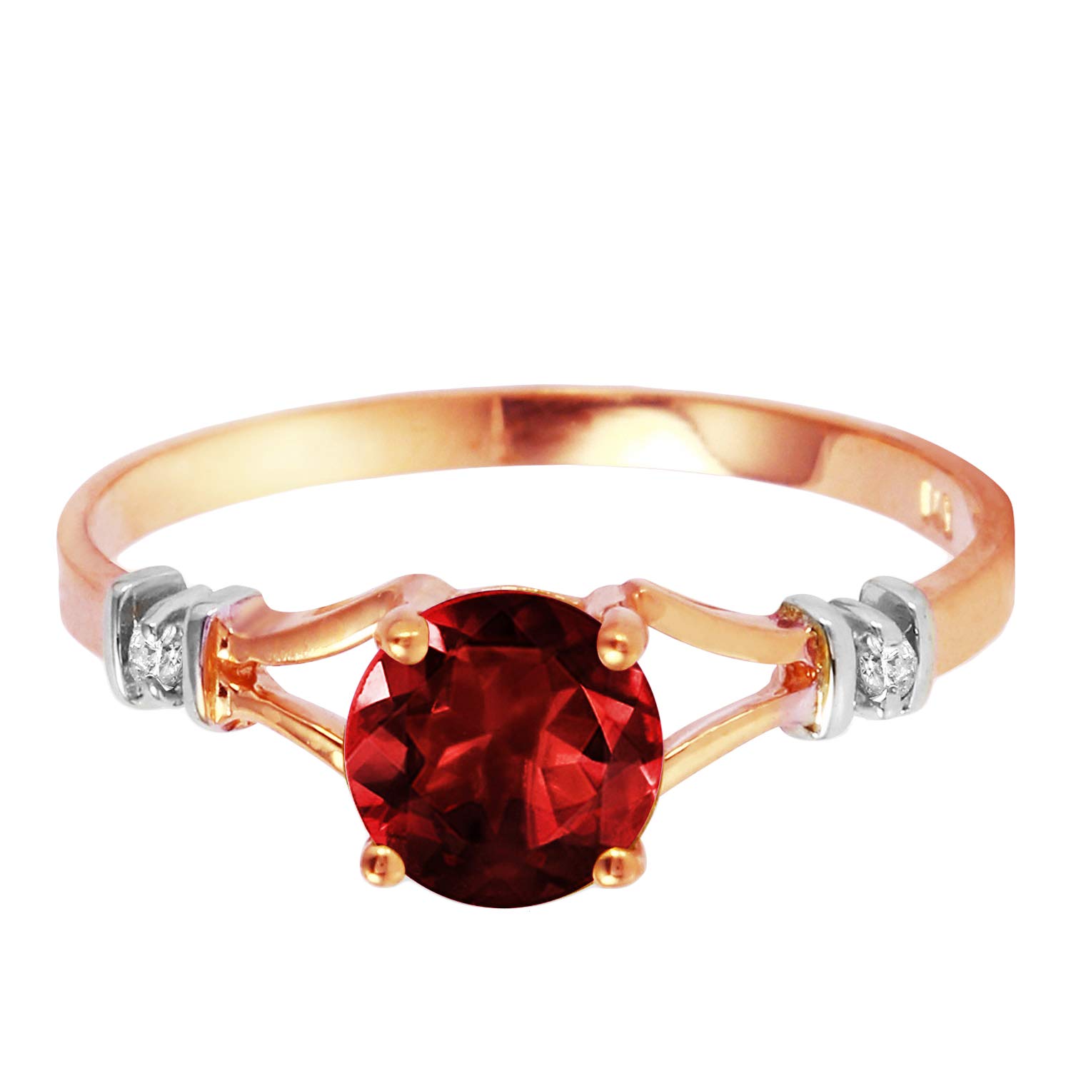 1.07 CTW 14K Solid Rose Gold Ring with Natural Diamonds & Garnet - Galaxy Gold GG | Elegant Jewelry for Weddings, Anniversaries & Special Occasions