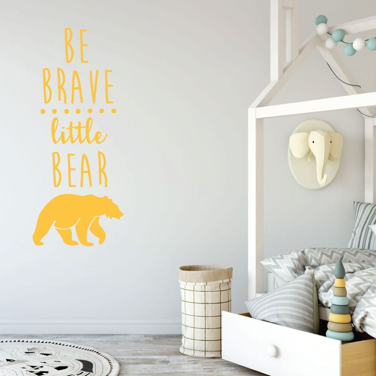 Be Brave Little Bear Wall Decal - Inspirational Vinyl Sticker for Kids Room, Nursery & Playroom Decor | Motivational Quote Silhouette Art for Children's Bedroom Wall
