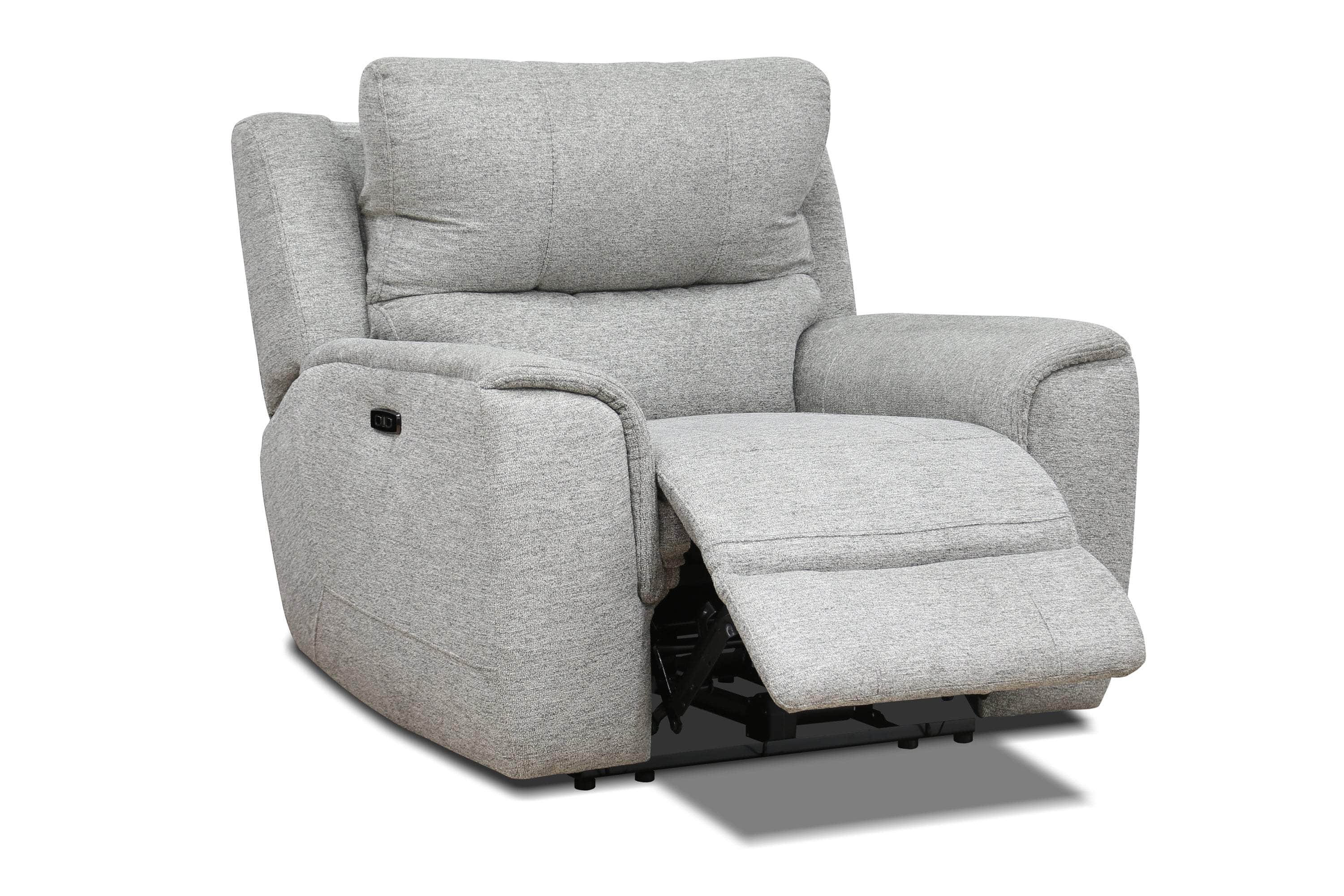 Sentinel 43 Power Reclining Chair with Adjustable Headrest - Soft Tweed Ash Fabric - Comfortable Living Room Recliner for Home Theater, Reading & Relaxation