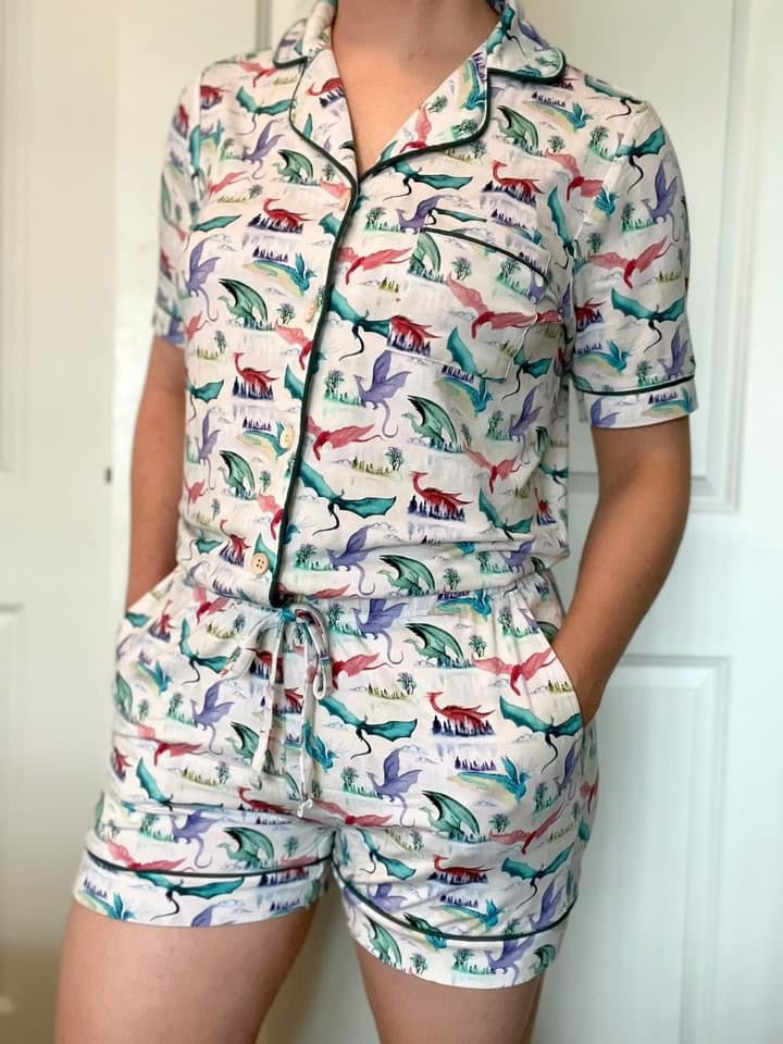 Winged Skies Women's Relaxed Short Sleeve Pajama Set - Soft Sleepwear for Lounge & Nighttime Comfort