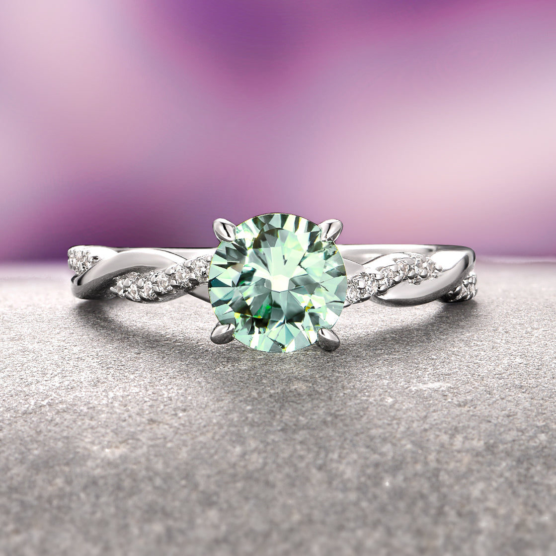 Sophia Light Green Sapphire Ring - Sterling Silver Jewelry for Women, Elegant Gift for Her, Perfect for Weddings & Special Occasions