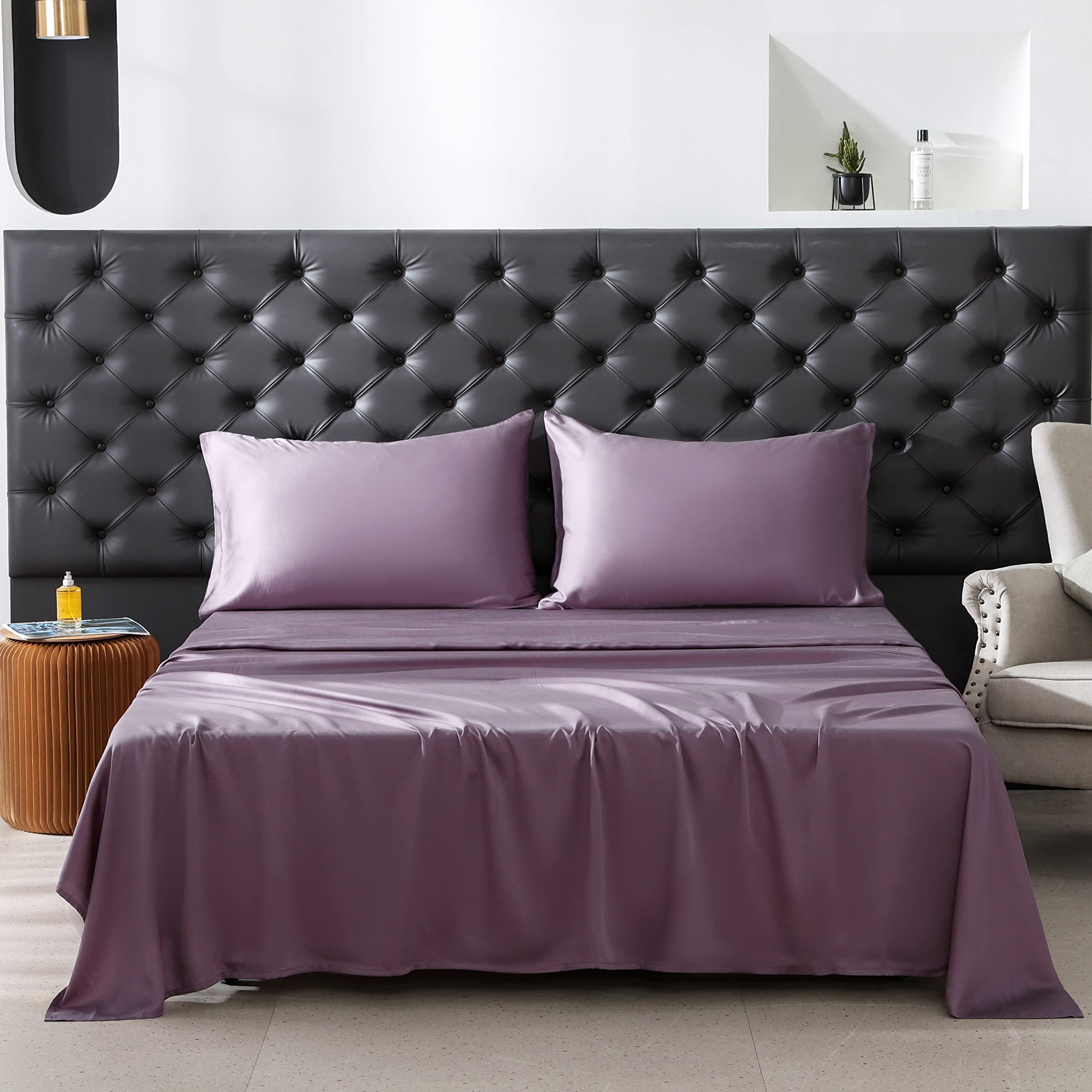 Premium 100% Eucalyptus Lyocell Queen Sheet Set - 4 Piece Silky Soft & Breathable Tencel Bedding (Dusty Lavender, Queen Size) | Made with Austria Lenzing Tencel | Cooling Sheets for Hot Sleepers & Allergy Relief | Perfect for Summer Nights & Luxury Bedroom Decor