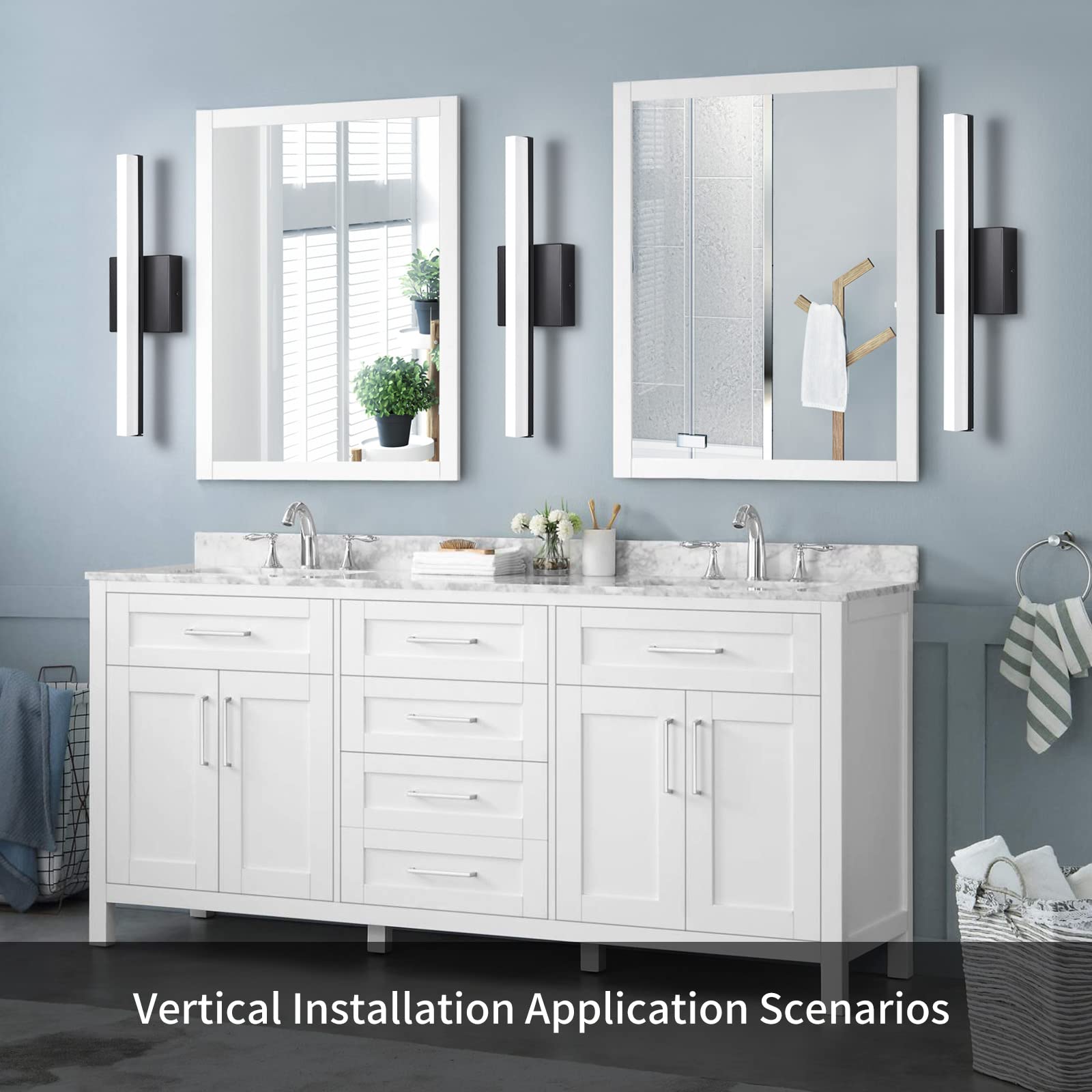 Modern LED Vanity Lights - 16 Inch 9W Daylight White & Black Bathroom Light Fixtures for Mirror Vanity Lighting | Perfect for Bathroom, Dressing Room & Makeup Area