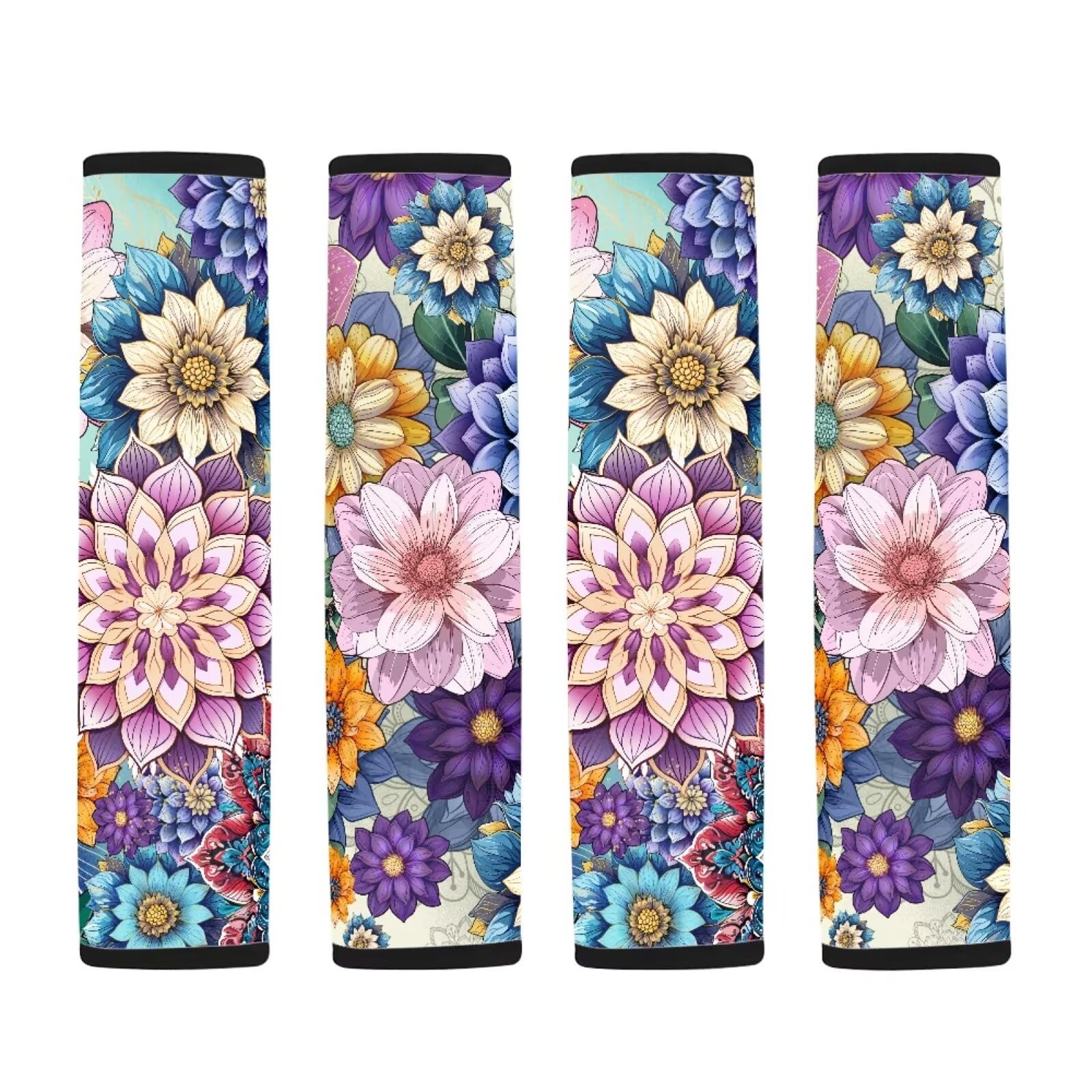 Jeiento Universal Car Seat Belt Shoulder Pads - Set of 2 Boho Blossom Seatbelt Covers for Comfort & Style | Perfect for Long Drives, Road Trips & Daily Commuting