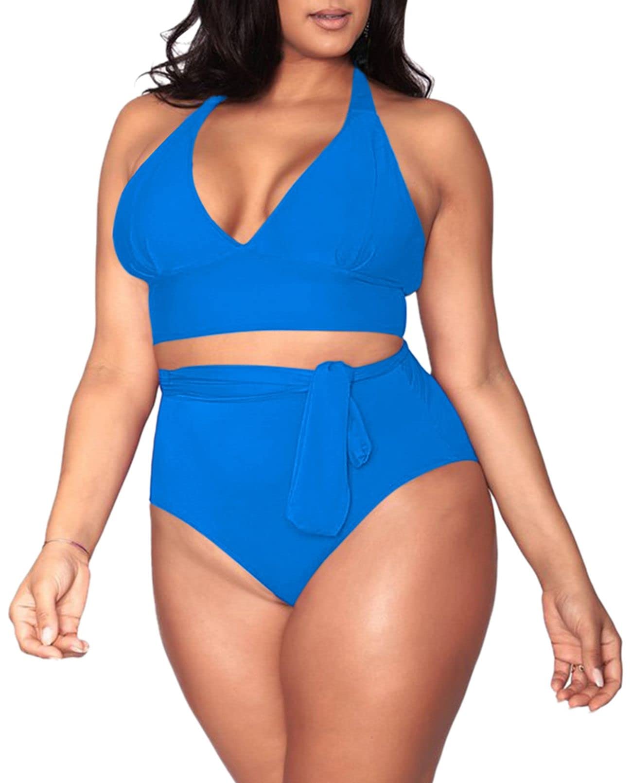 **Sovoyontee Women's Plus Size High Waisted Tummy Control Swimsuit - Full Coverage Bathing Suit for Women - Perfect for Beach, Pool & Vacation**