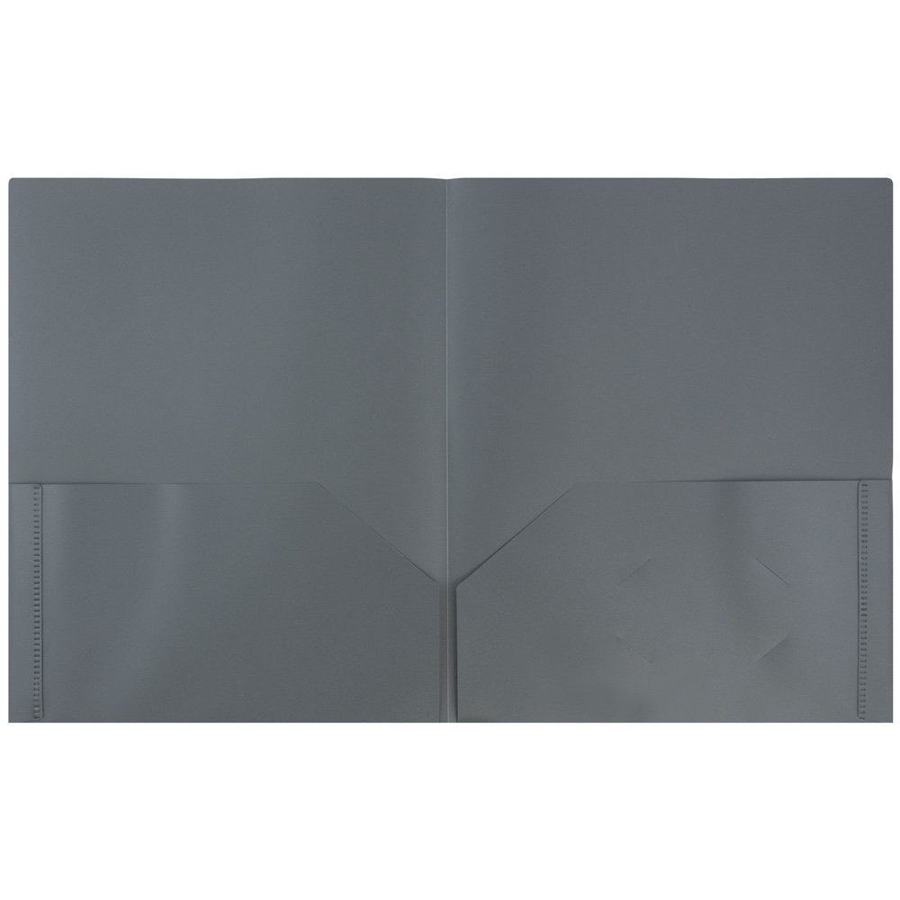 JAM Paper® Medium Weight Plastic Presentation Folder - Grey - 96 Pack - Perfect for Office, School, and Business Document Organization